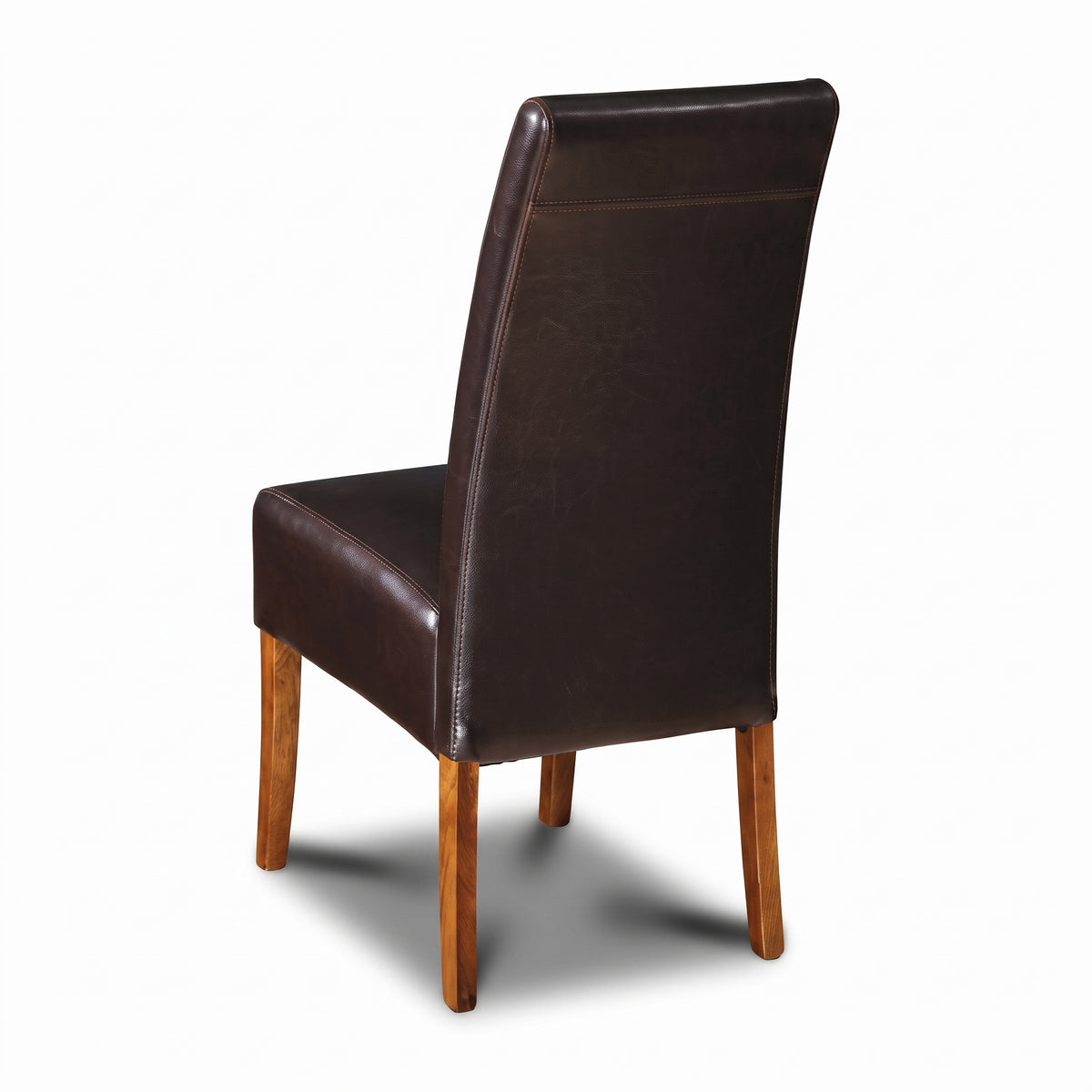 Brown Madrid Leather Dining Chair, Dark Leg