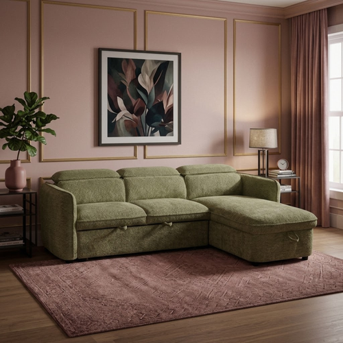 Beehive Capri Fabric Universal Corner Sofa Bed 236cm in Green