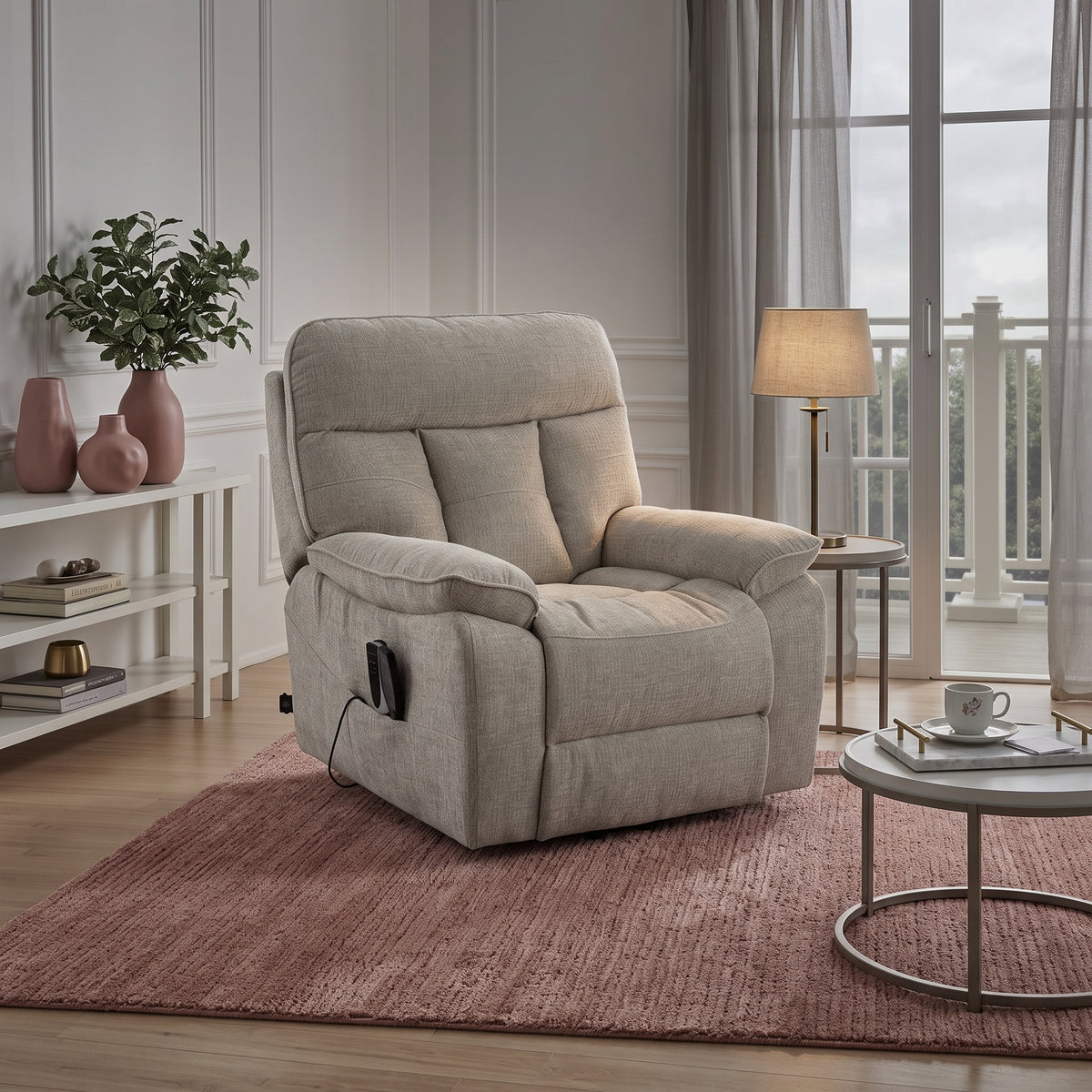 Beehive Cornwall Fabric Rise and Recline Massage Chair in Grey