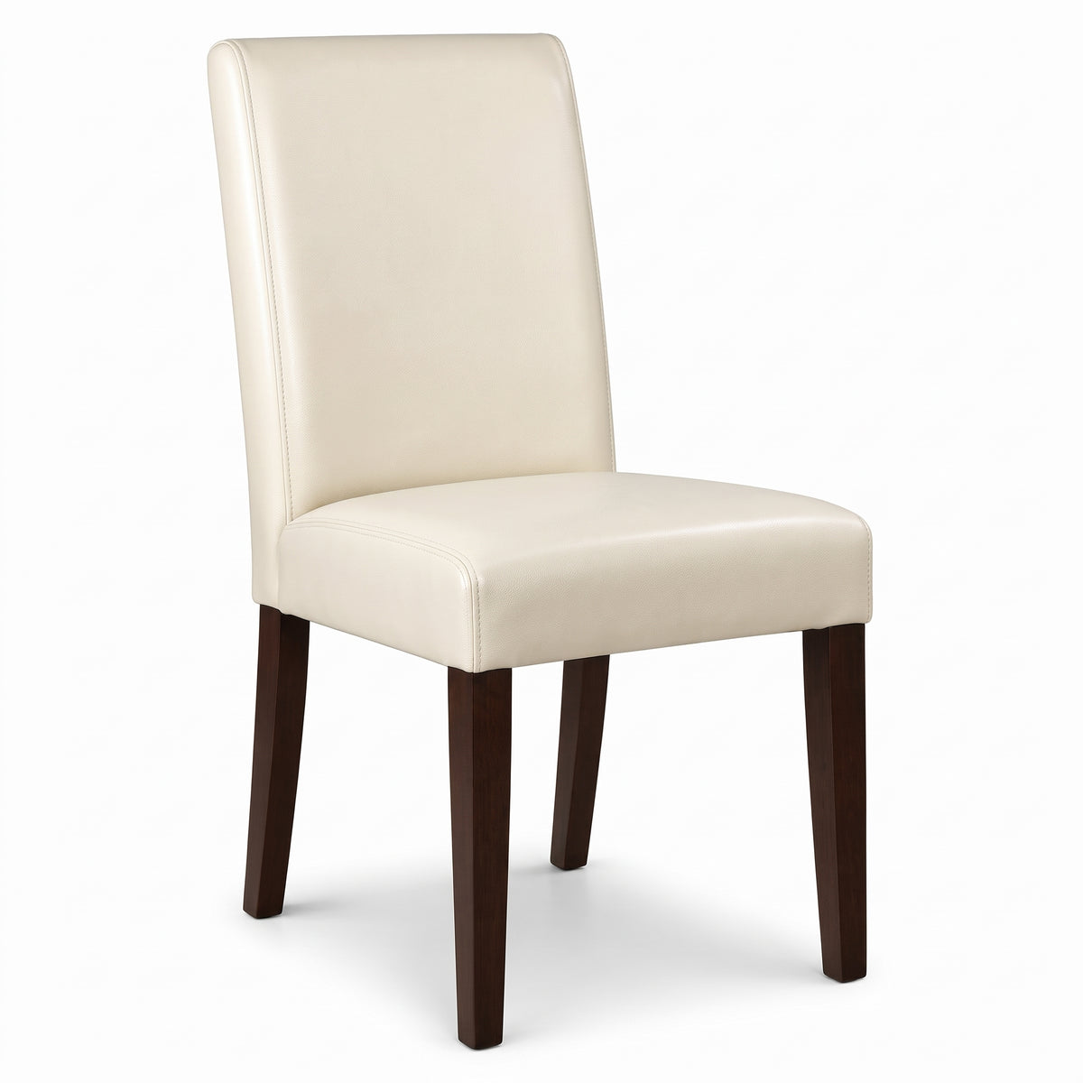 Cream Barcelona Bonded Leather Dining Chair, Dark Leg