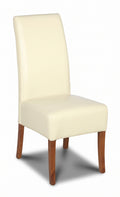Cream Leather Madrid Dining Chair, Dark Leg