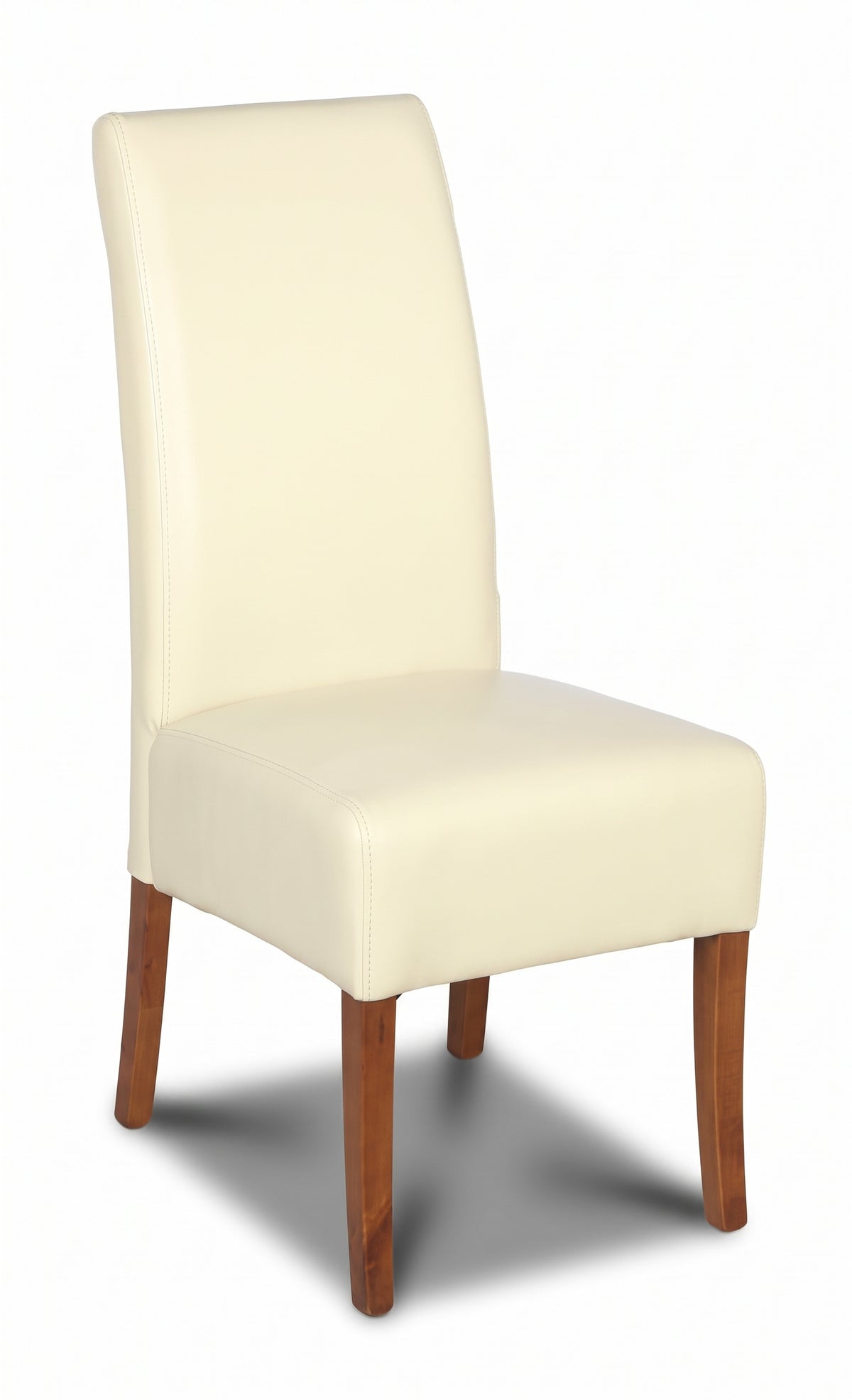 Cream Leather Madrid Dining Chair, Dark Leg