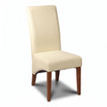 Cream Leather Rollback Dining Chair, Dark Leg