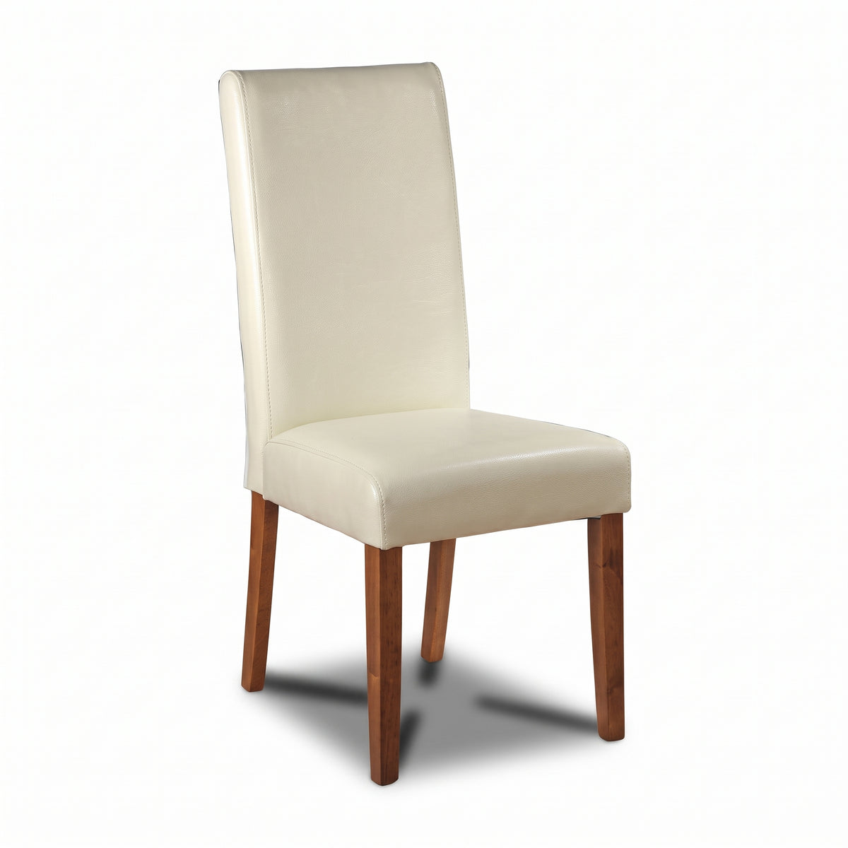 Cream Barcelona Bonded Leather Dining Chair, Dark Leg