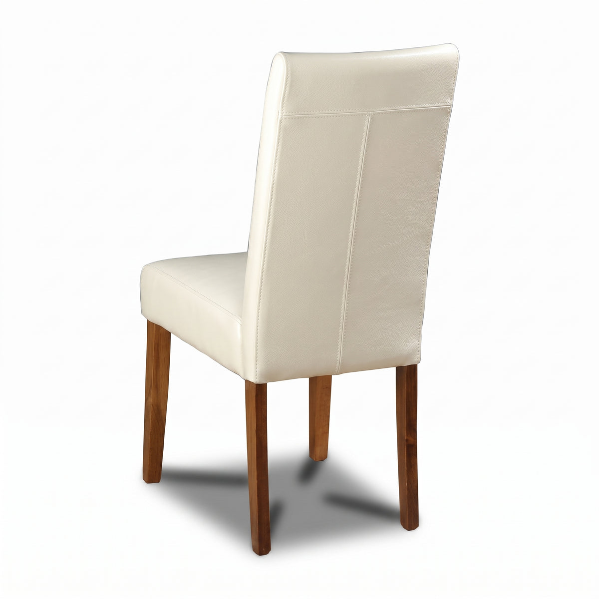 Cream Barcelona Bonded Leather Dining Chair, Dark Leg
