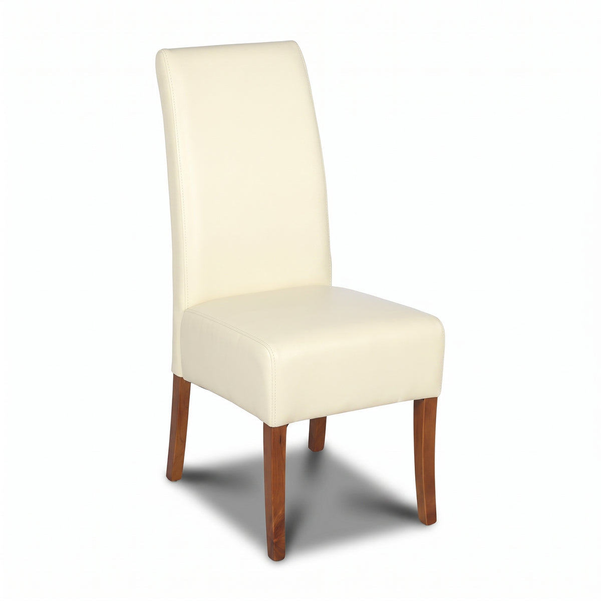 Cream Leather Madrid Dining Chair, Dark Leg