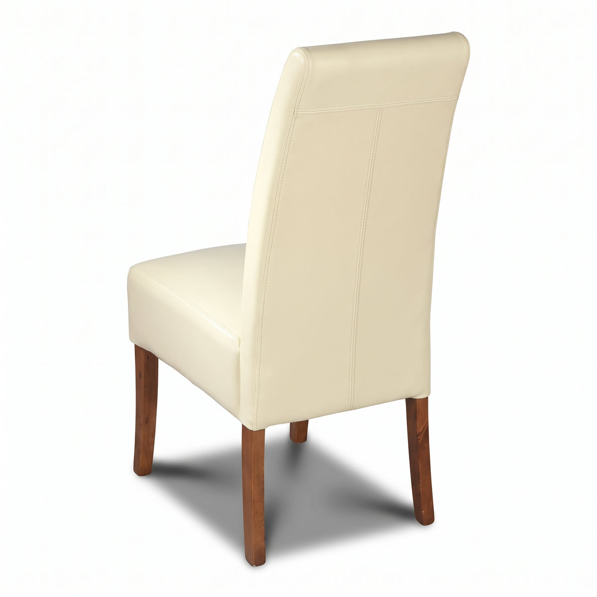 Cream Leather Madrid Dining Chair, Dark Leg