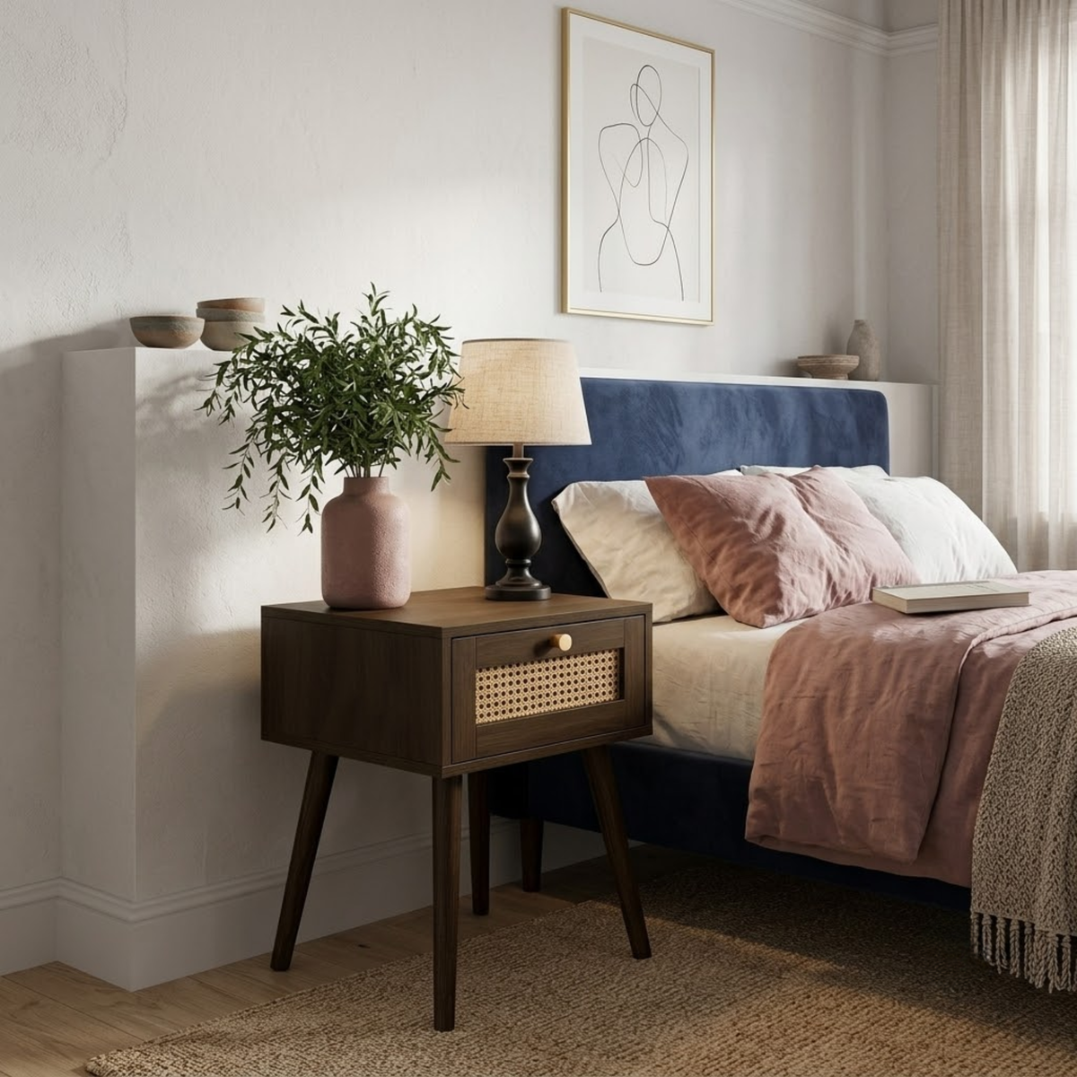 Croxley 1 Drawer Rattan Bedside