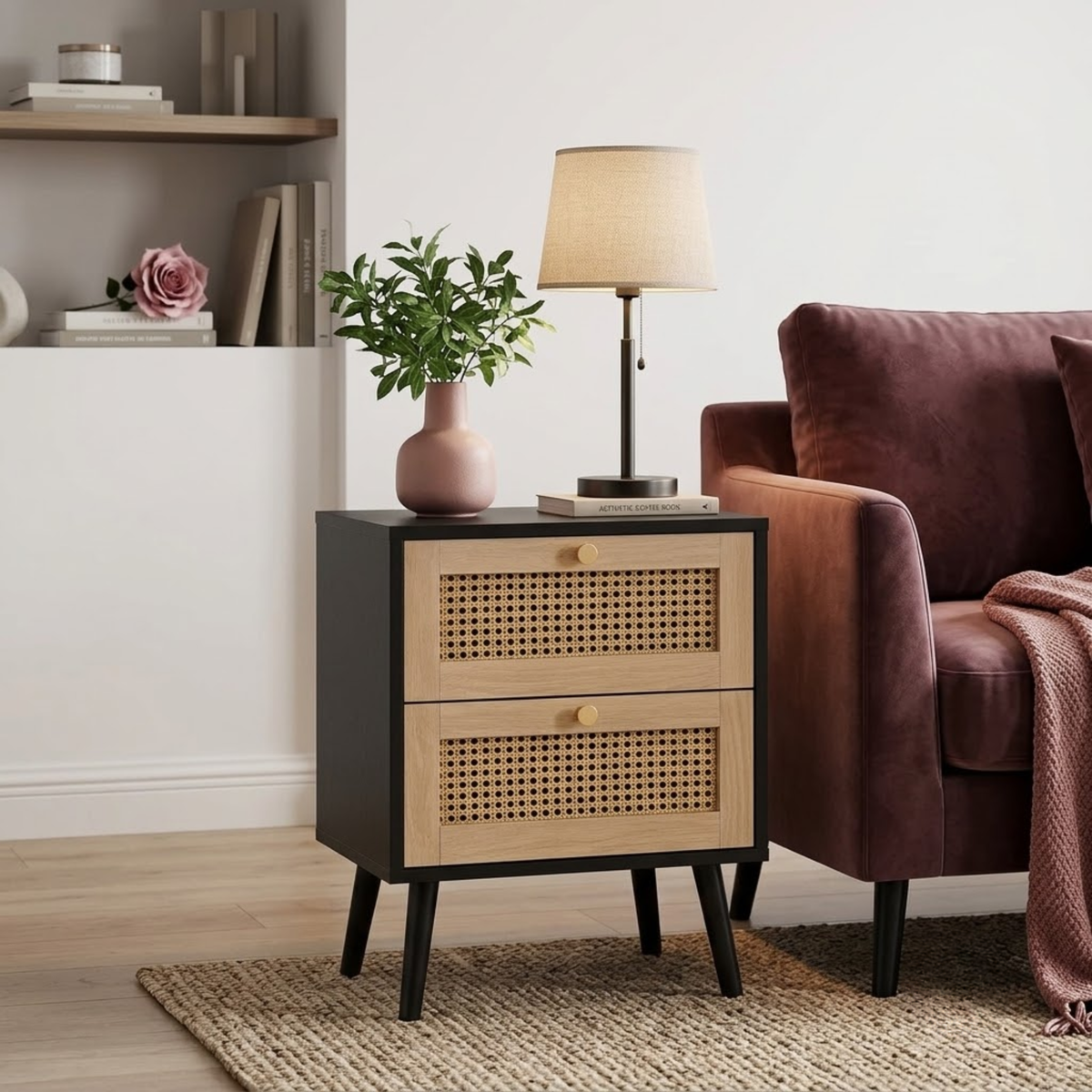 Croxley 2 Drawer Rattan Bedside