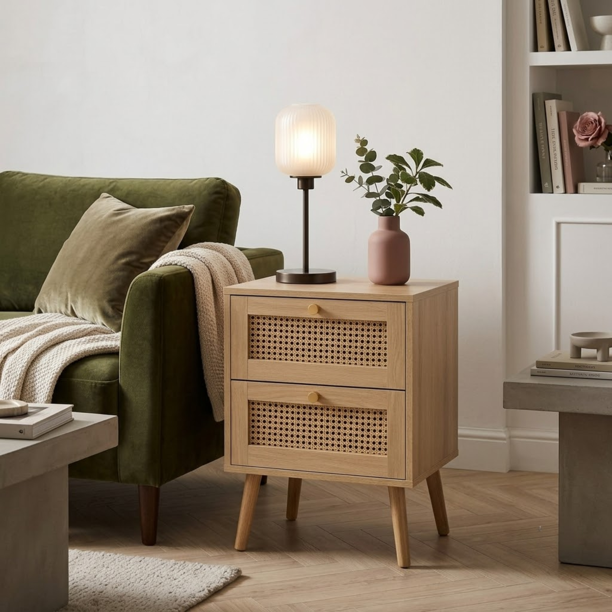 Croxley 2 Drawer Rattan Bedside