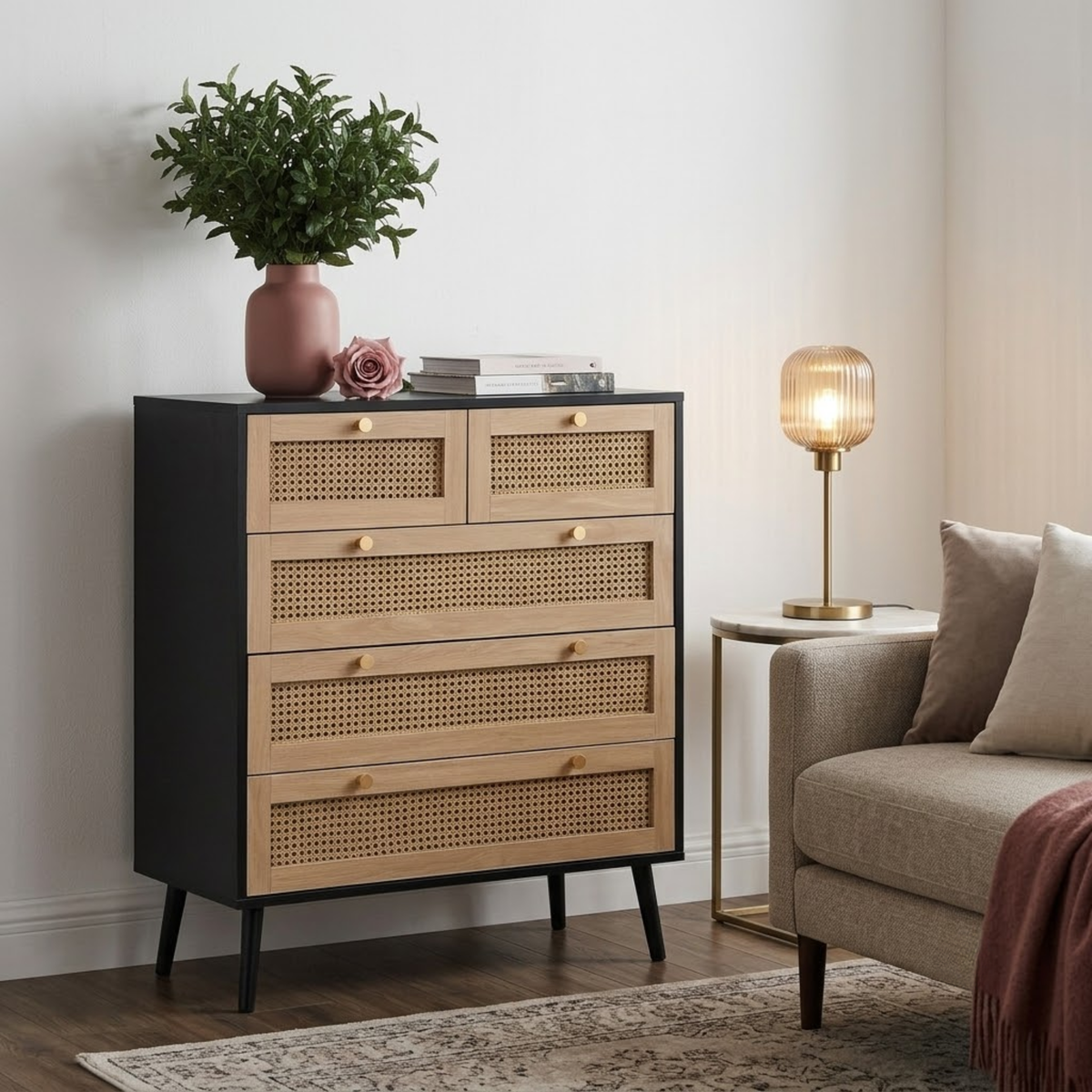 Croxley 5 Drawer Rattan Chest