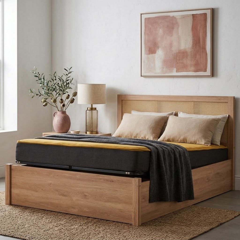 Croxley Ottoman King Rattan Bed