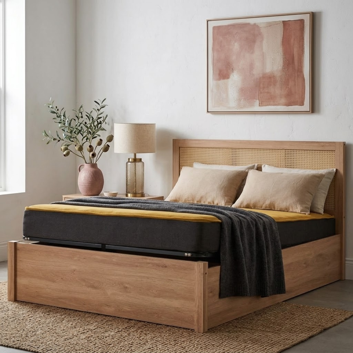 Croxley Ottoman King Rattan Bed