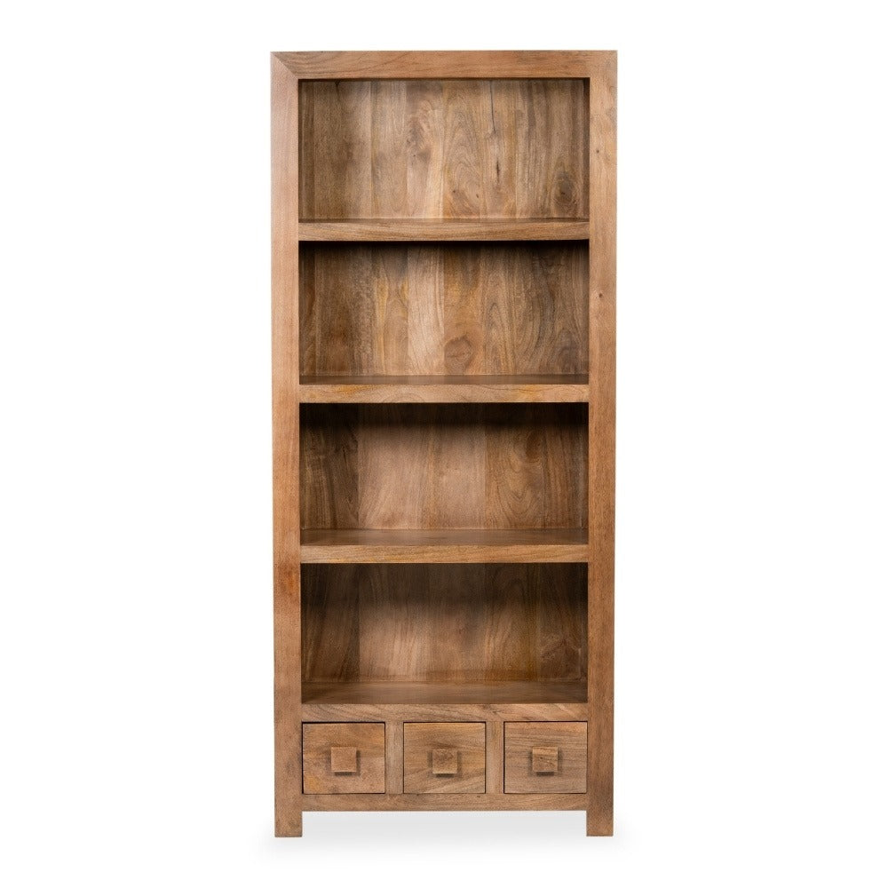 Dakota Mango Wood 3 Drawer Bookcase 76cm