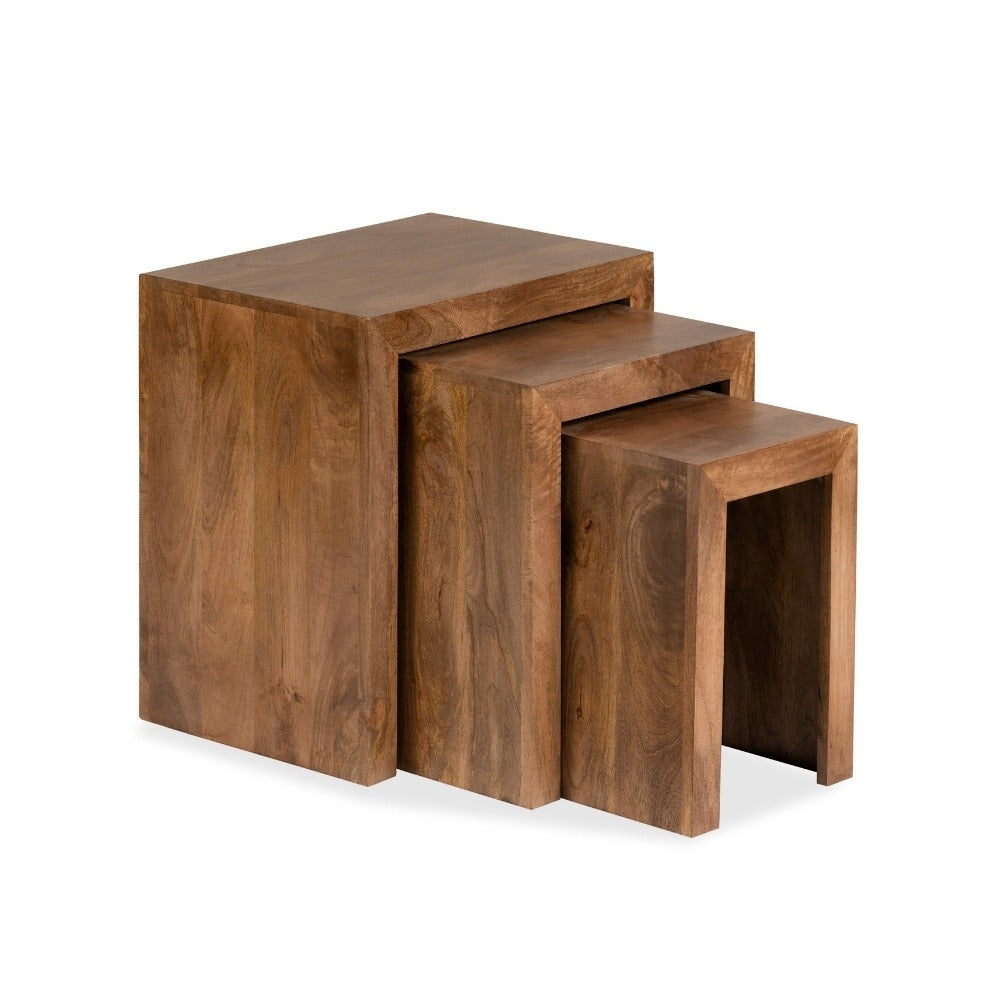Dakota Mango Wood Chunky Nest of Tables 55cm