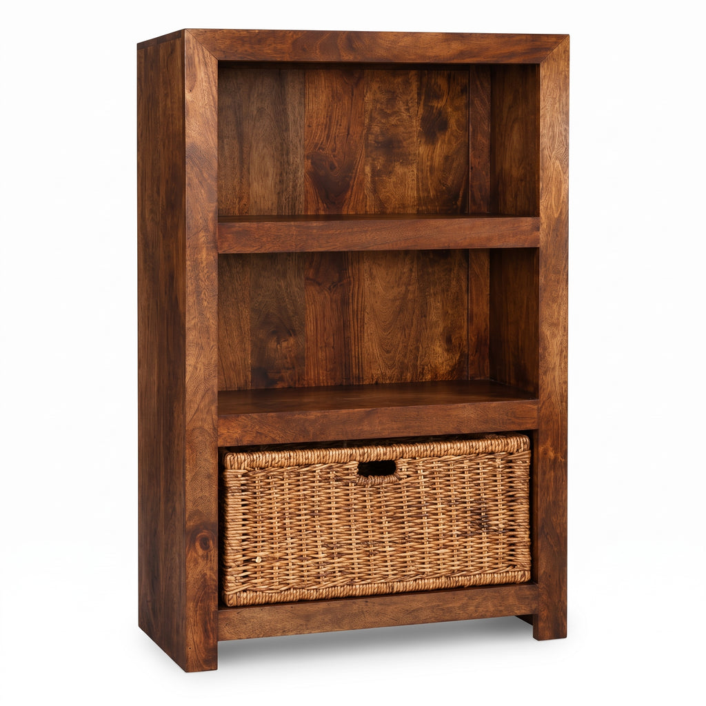 Dakota Bookcase with Basket, 77cm