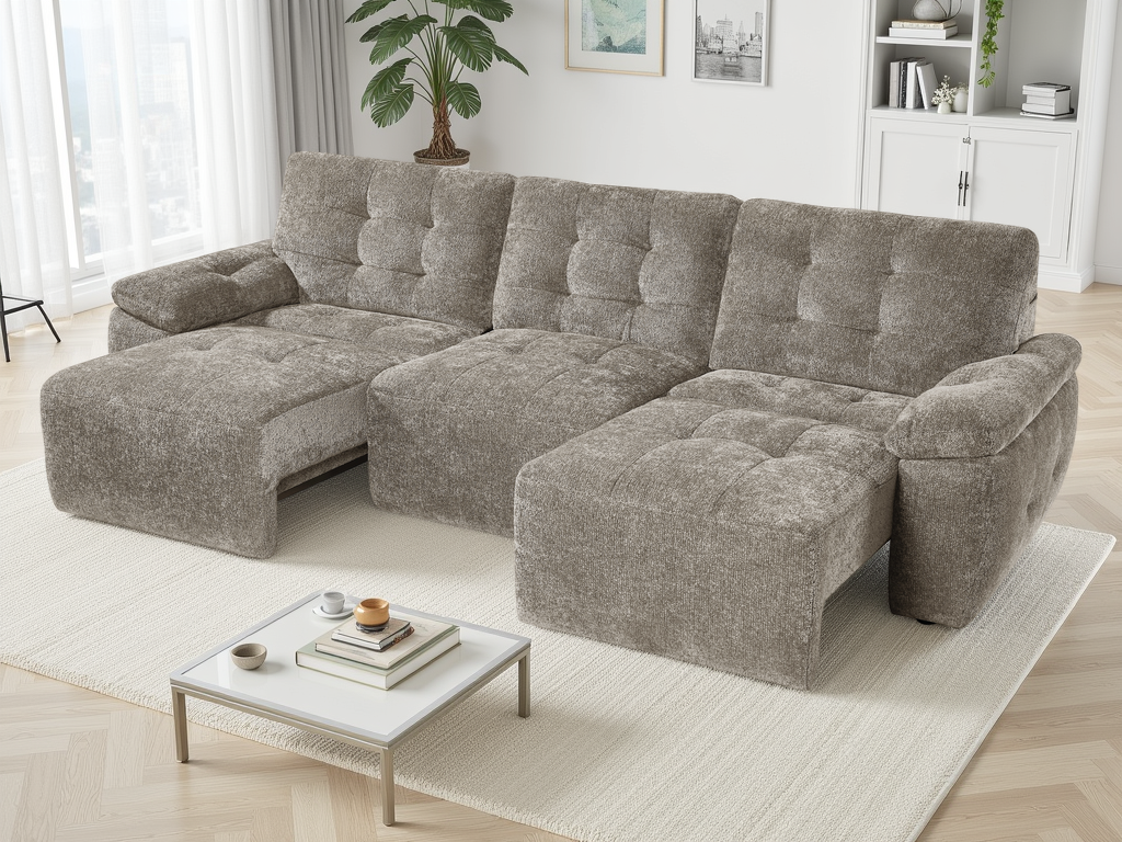 Dallas Electric Sofabed Mushroom 3 Seater