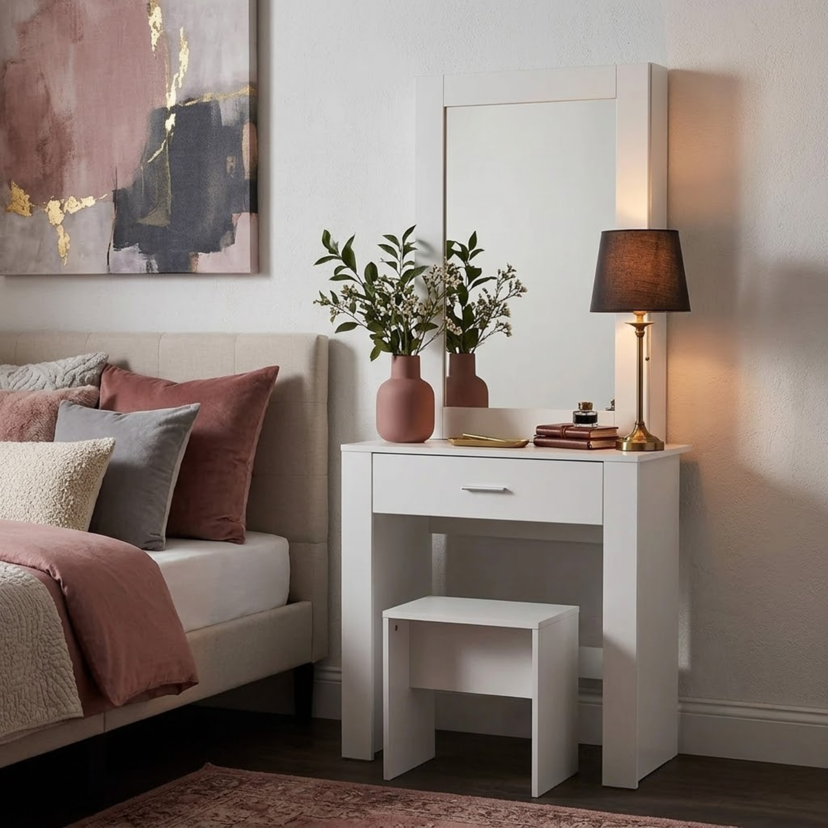 Evelyn 1 Drawer Sliding Mirror Dressing Table