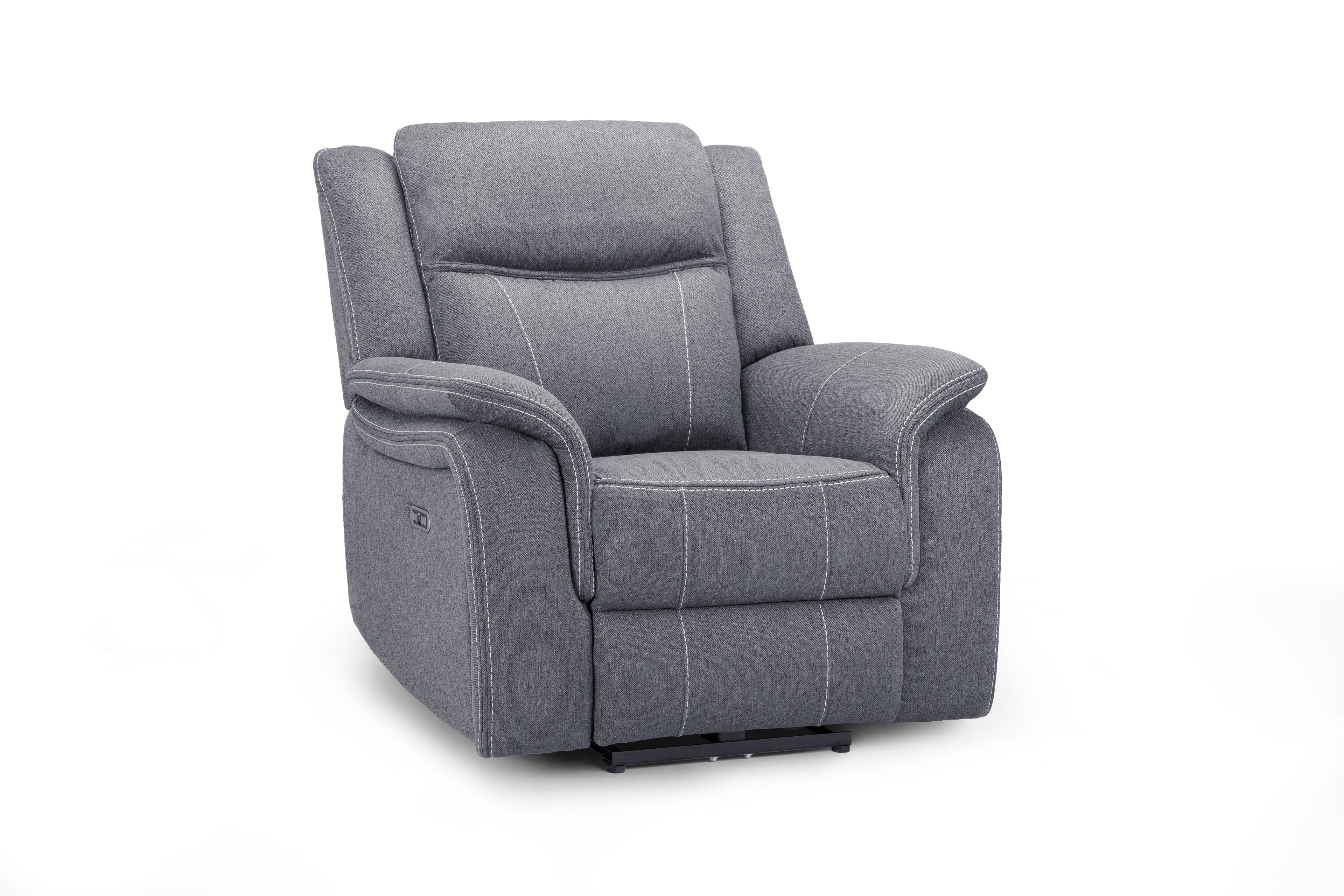 Galaxy Tech Electric Recliner Armchair Grey Fabric