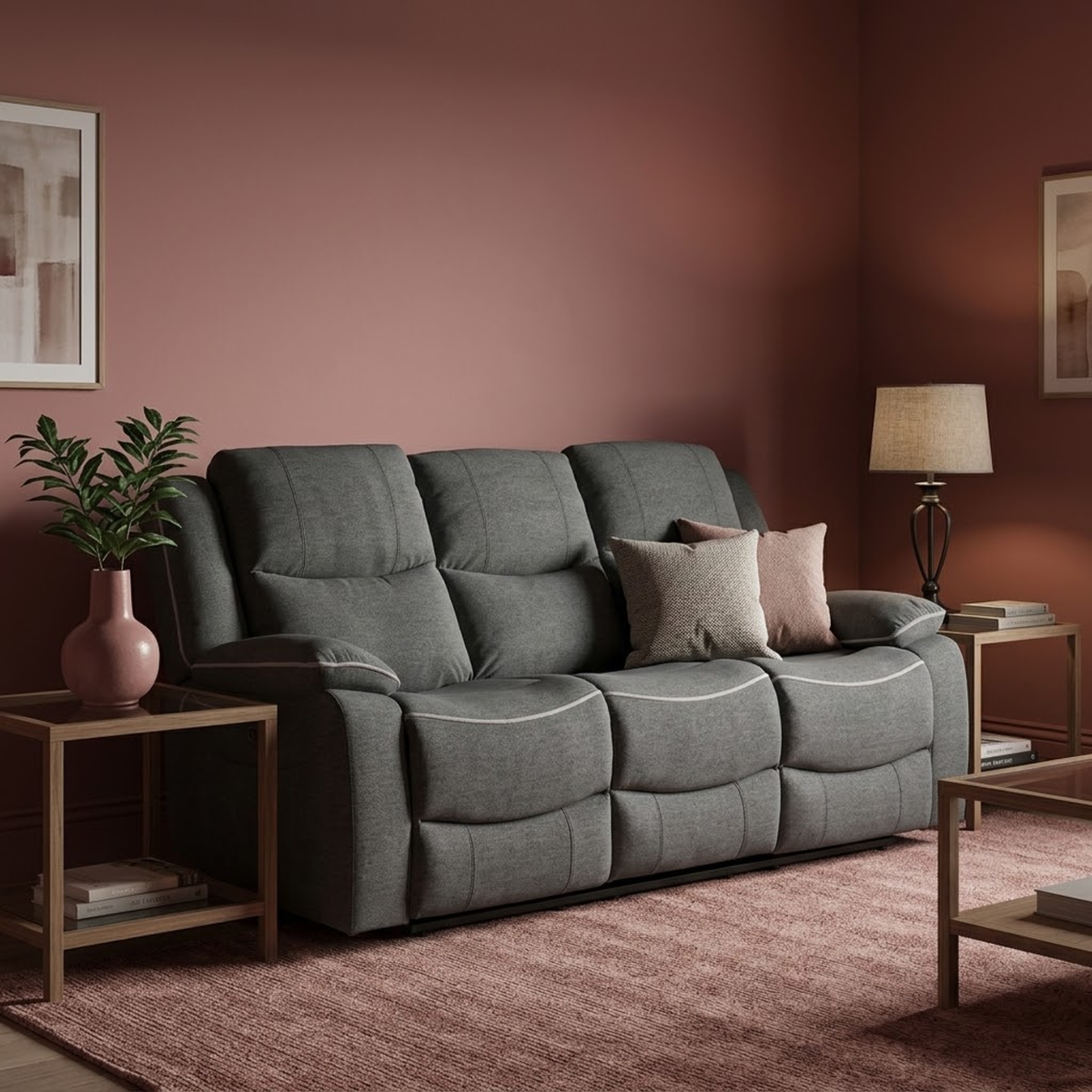 Beehive Harald Faux Leather Electric Recliner 3 Seater Sofa 192cm in Graphite