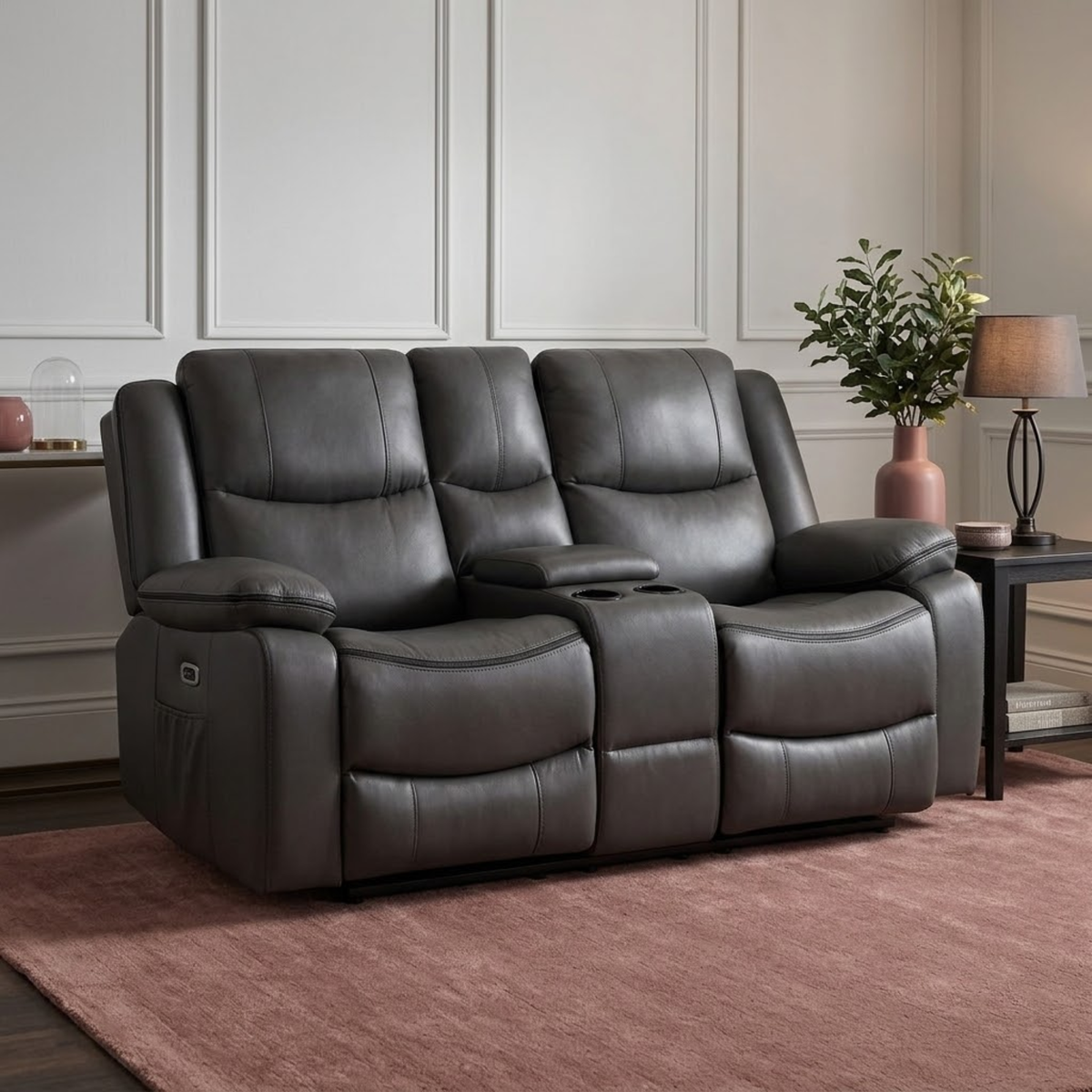 Beehive Harald Faux Leather Electric Recliner 2 Seater Sofa 168cm in Grey