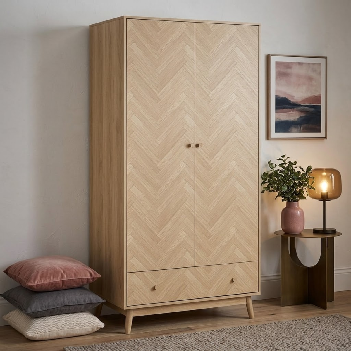Herringford 2 Door 1 Drawer Wardrobe
