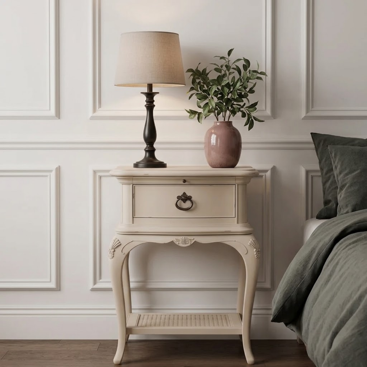 Ivory 1 Drawer Bedside Chest