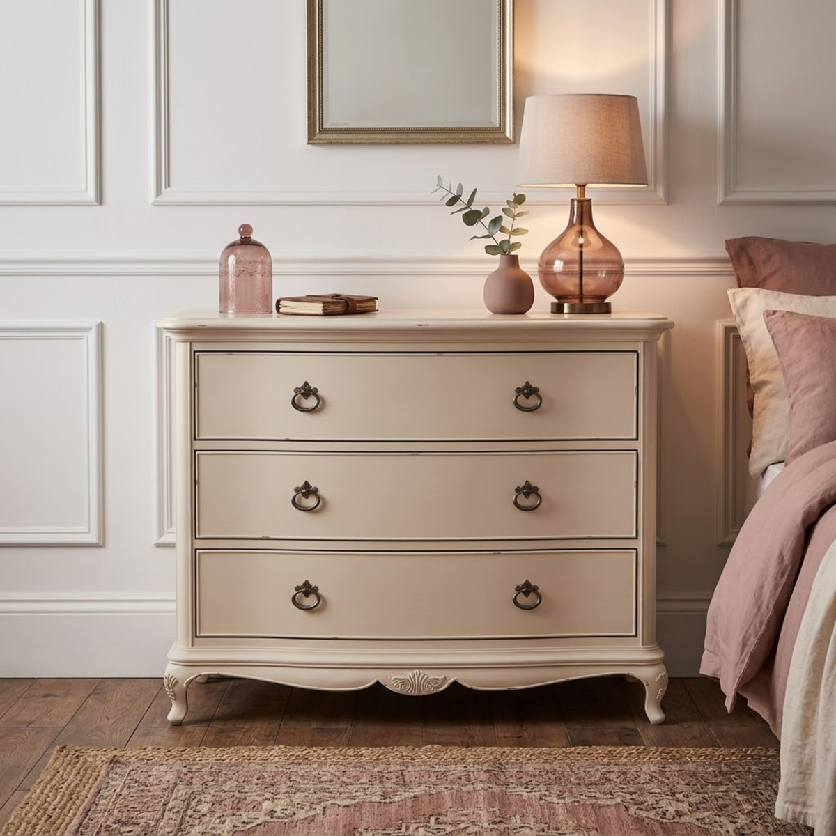 Ivory 3 Drawer Low Chest