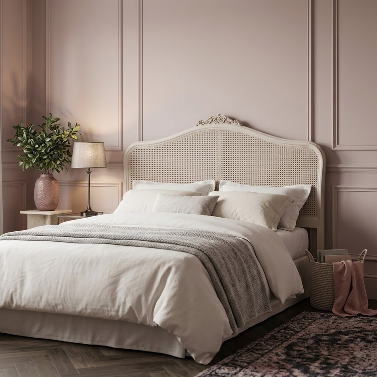 Ivory Rattan Double Headboard