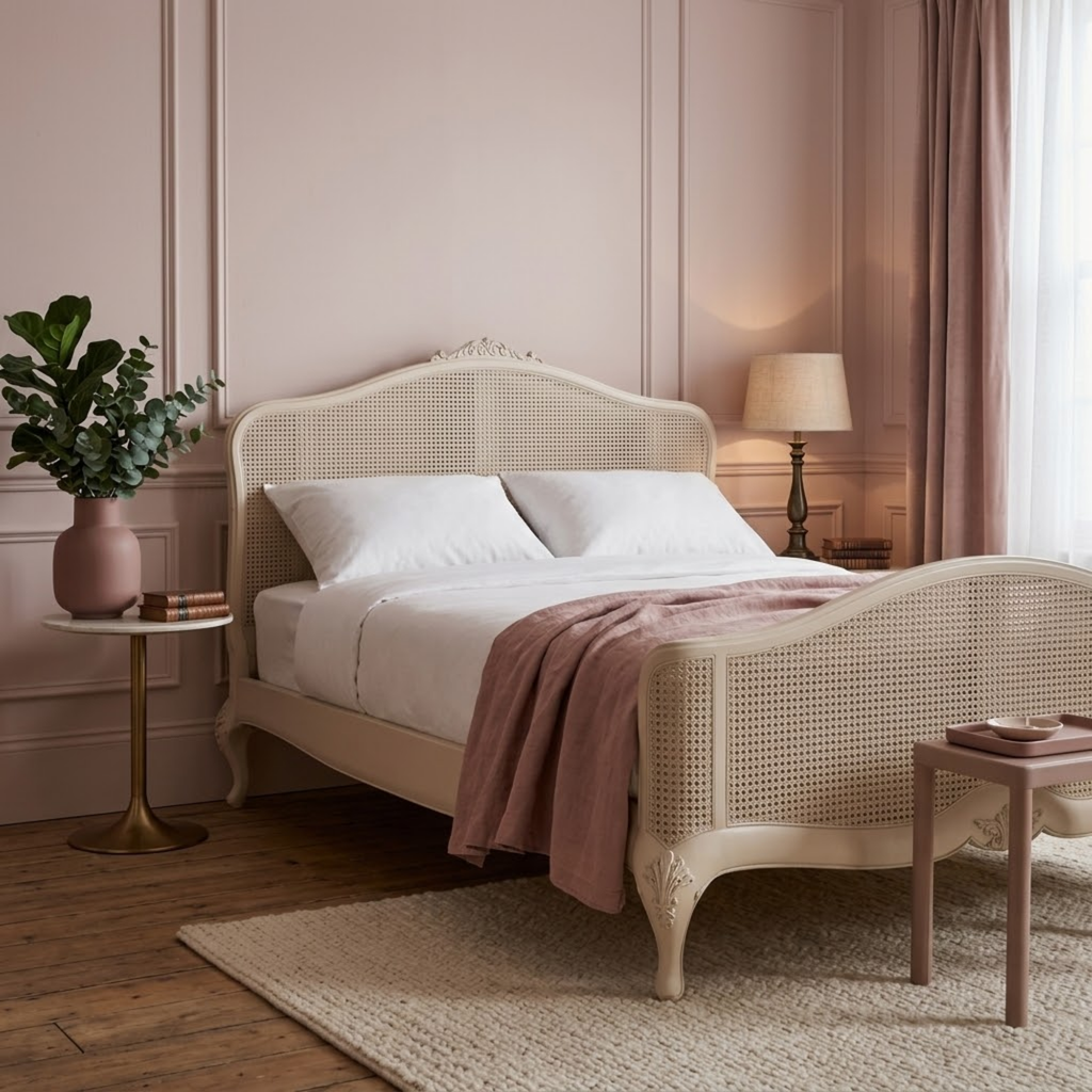 Ivory Rattan High End King Bed
