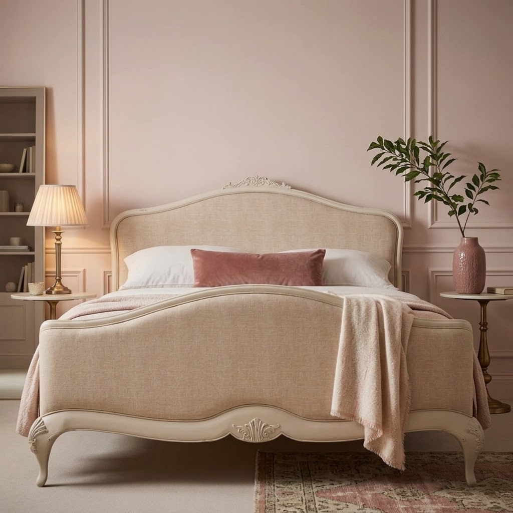 Ivory Upholstered King Bed