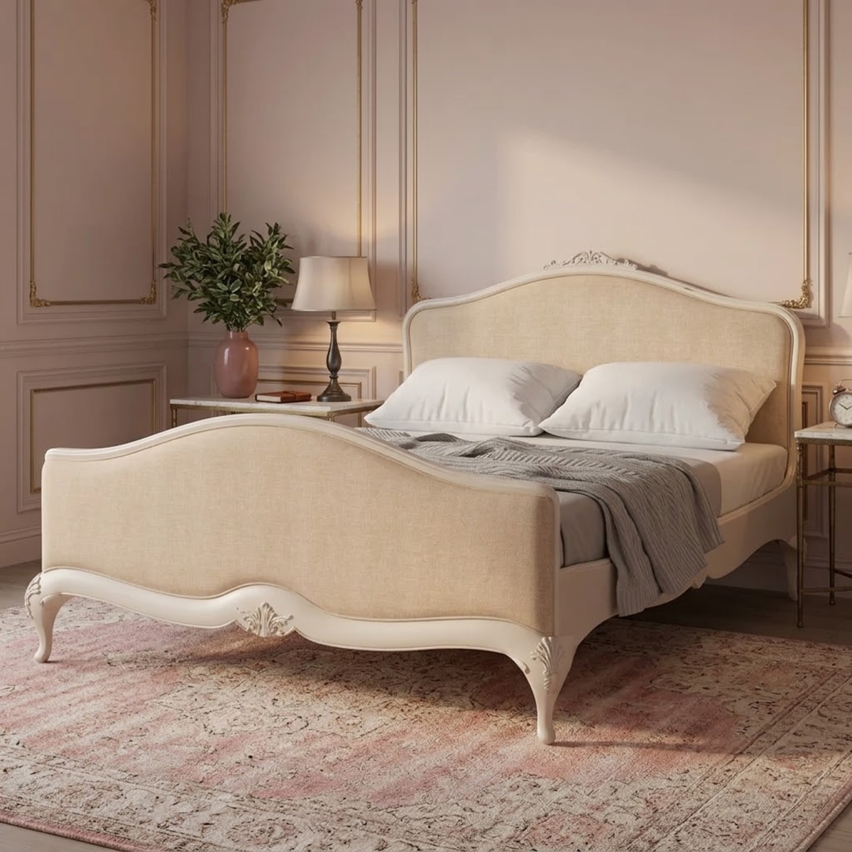 Ivory Upholstered Super King Bed