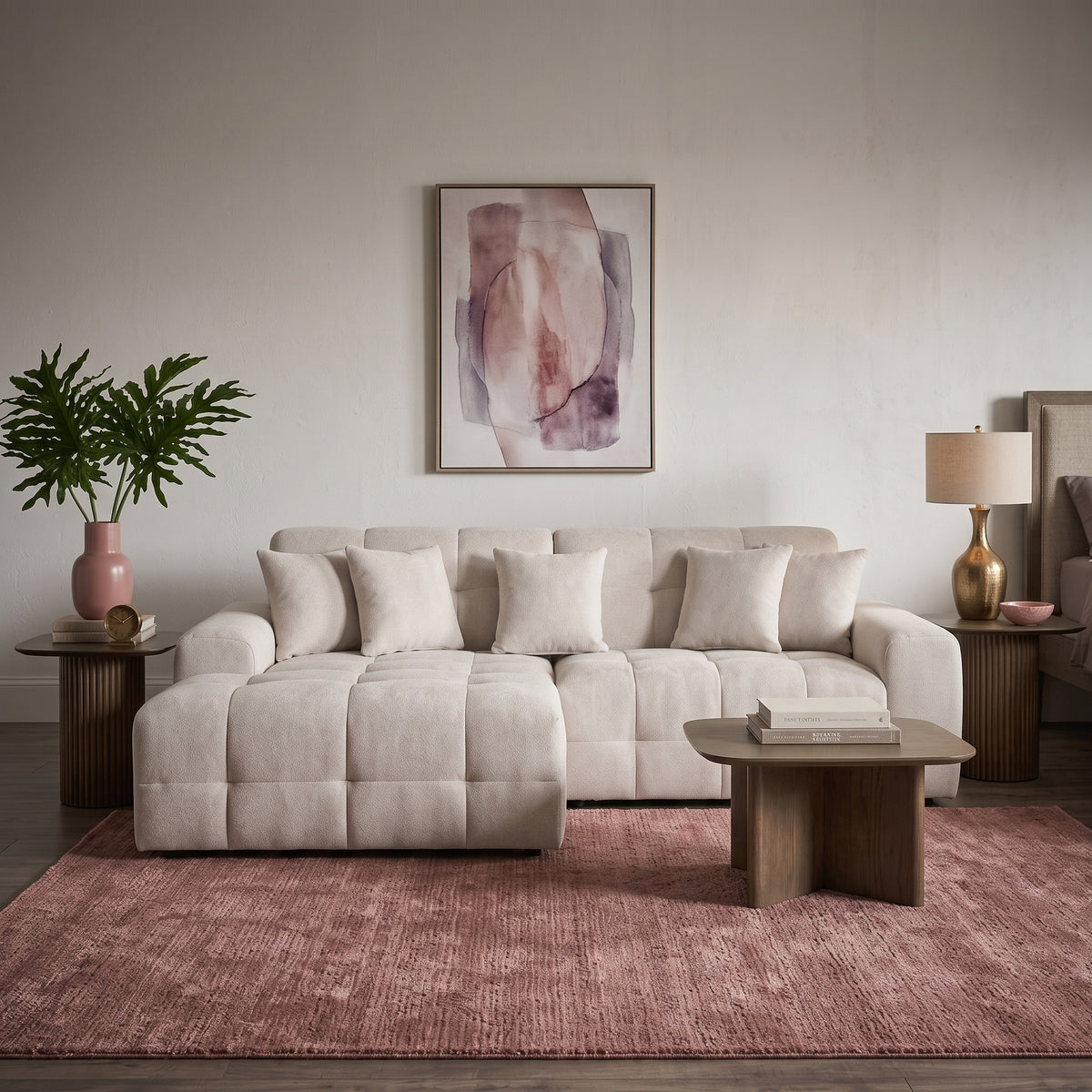 Beehive Jacob Fabric Left Hand Corner Sofa 300cm in Beige