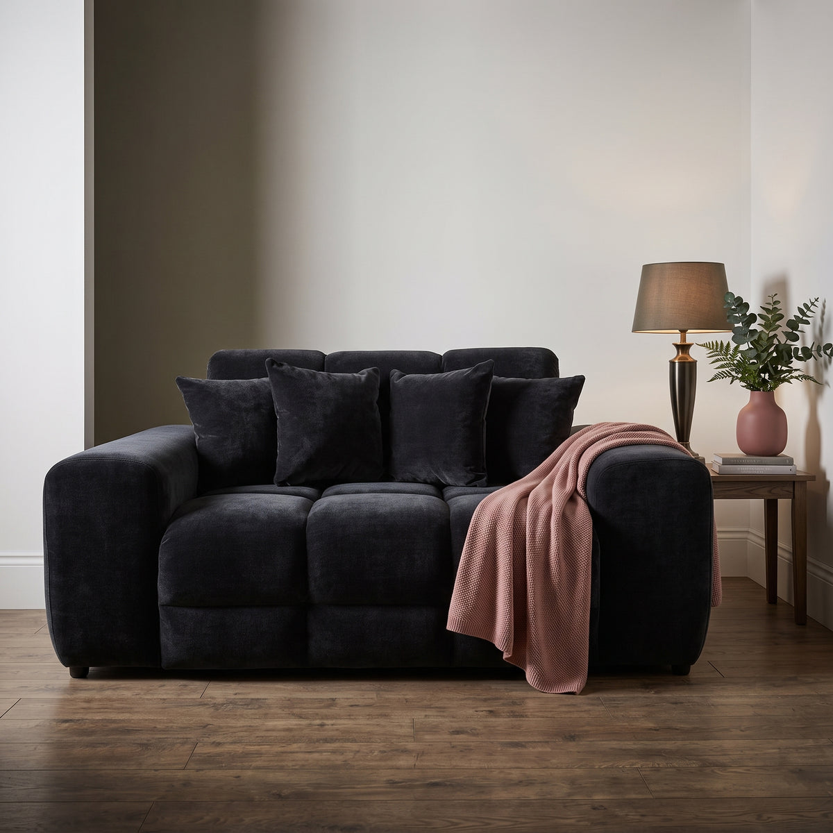 Beehive Jacob Fabric 2 Seater Sofa 175cm in Black