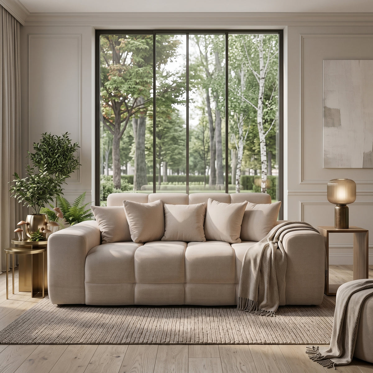 Beehive Jacob Fabric 3 Seater Sofa 215cm in Natural
