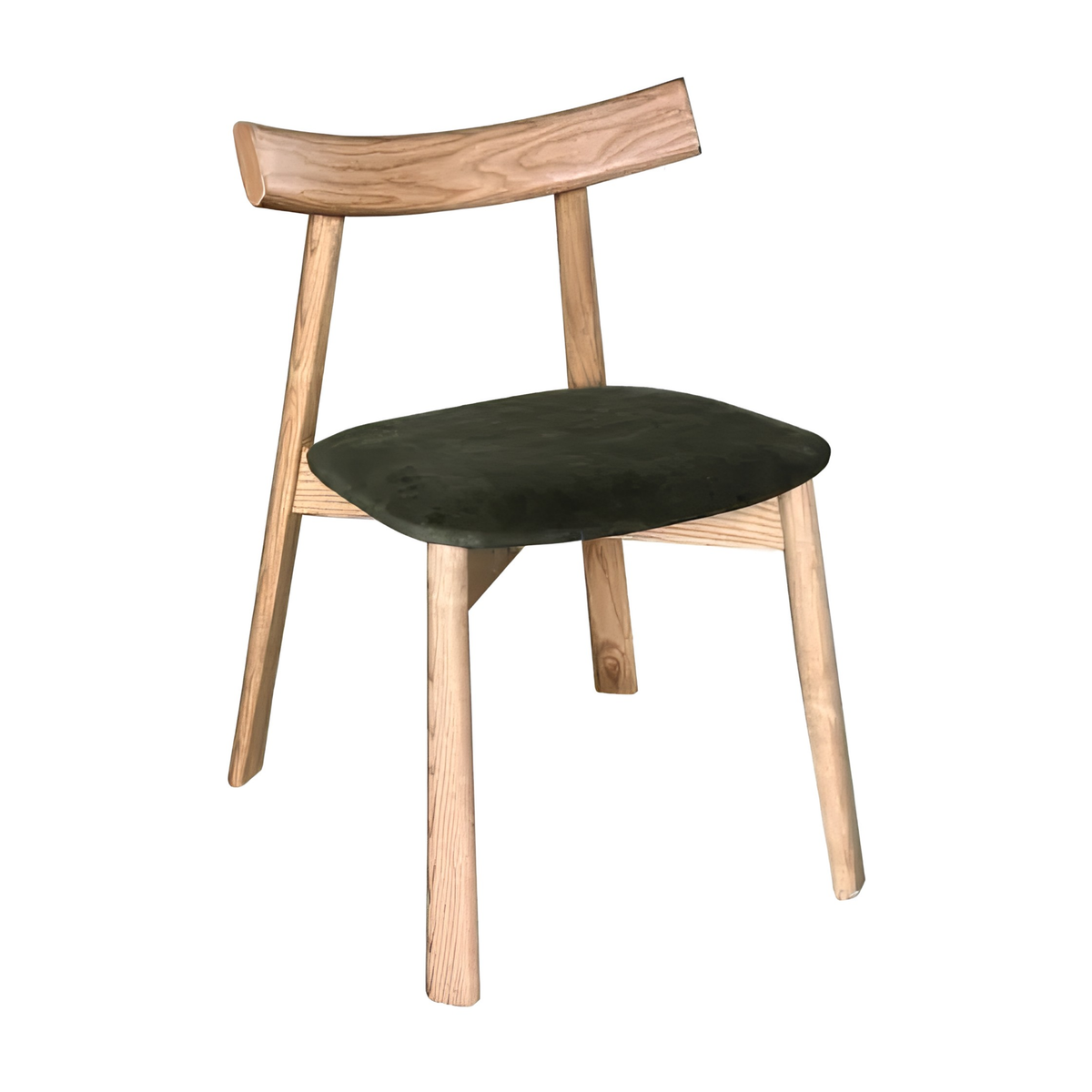 Japandi Green Velvet Oak Dining Chair