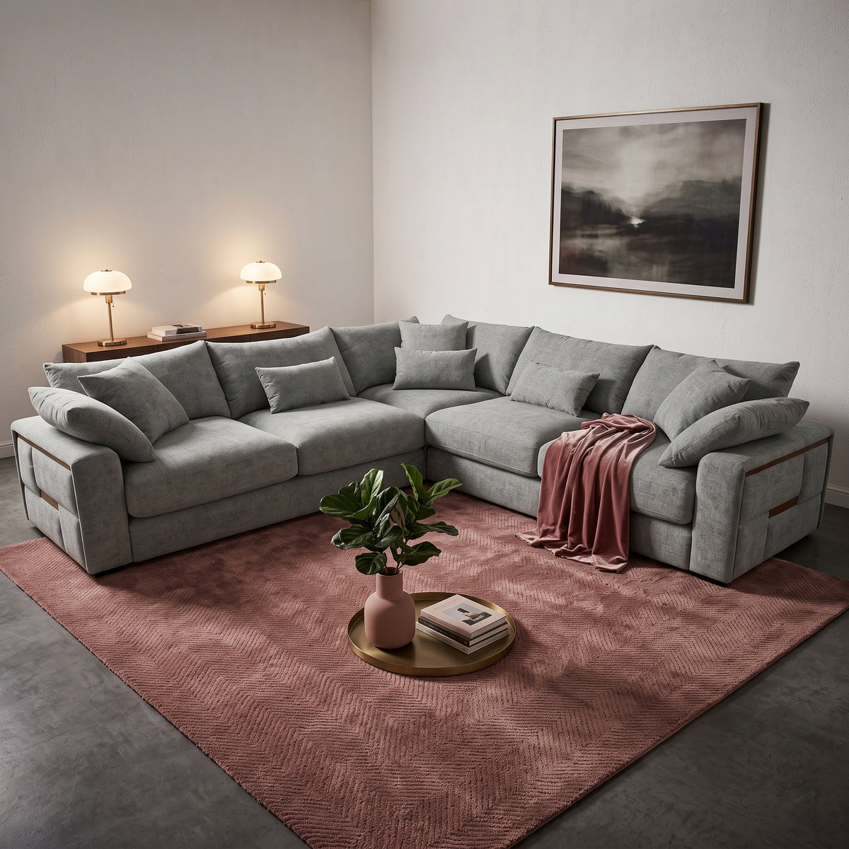 Beehive Jupiter Fabric Large Corner Sofa 300cm in Grey
