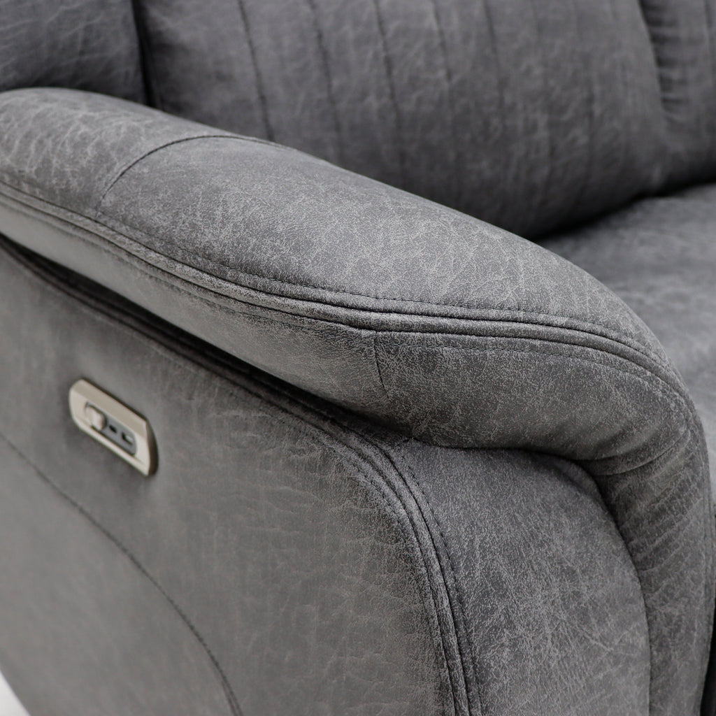 Leon Electric Recliner Sofa Grey 3 Seater