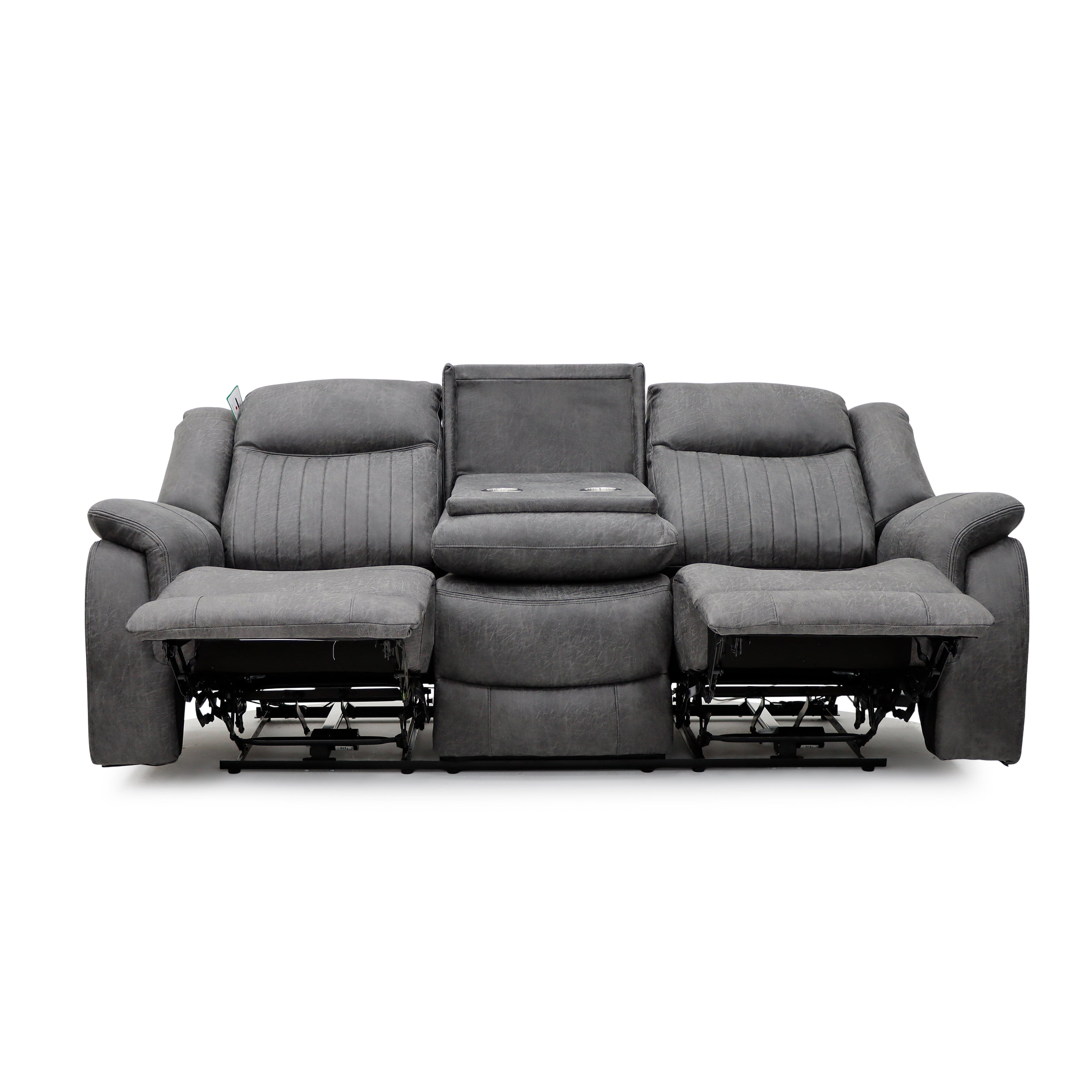 Leon Electric Recliner Sofa Grey 3 Seater