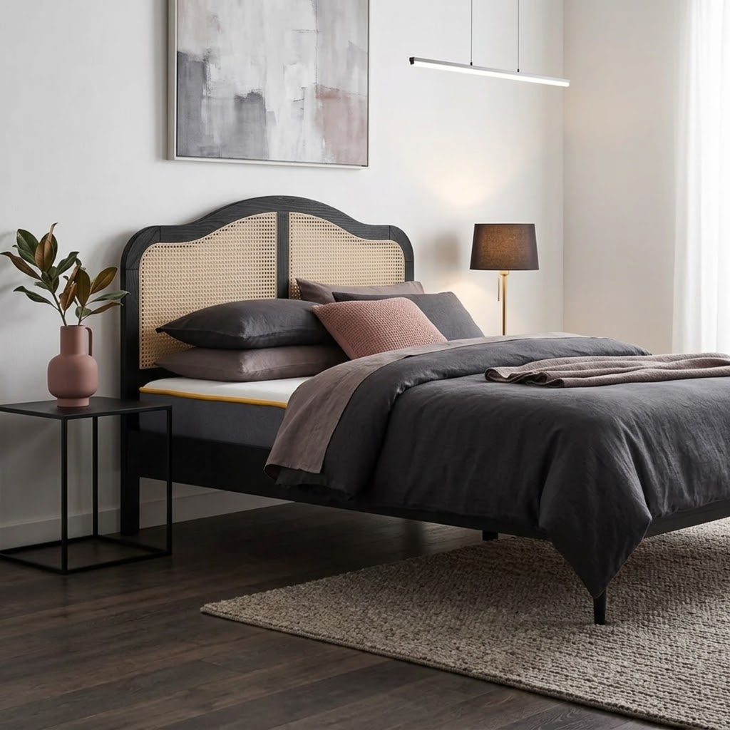 Leonie Rattan Bed Black