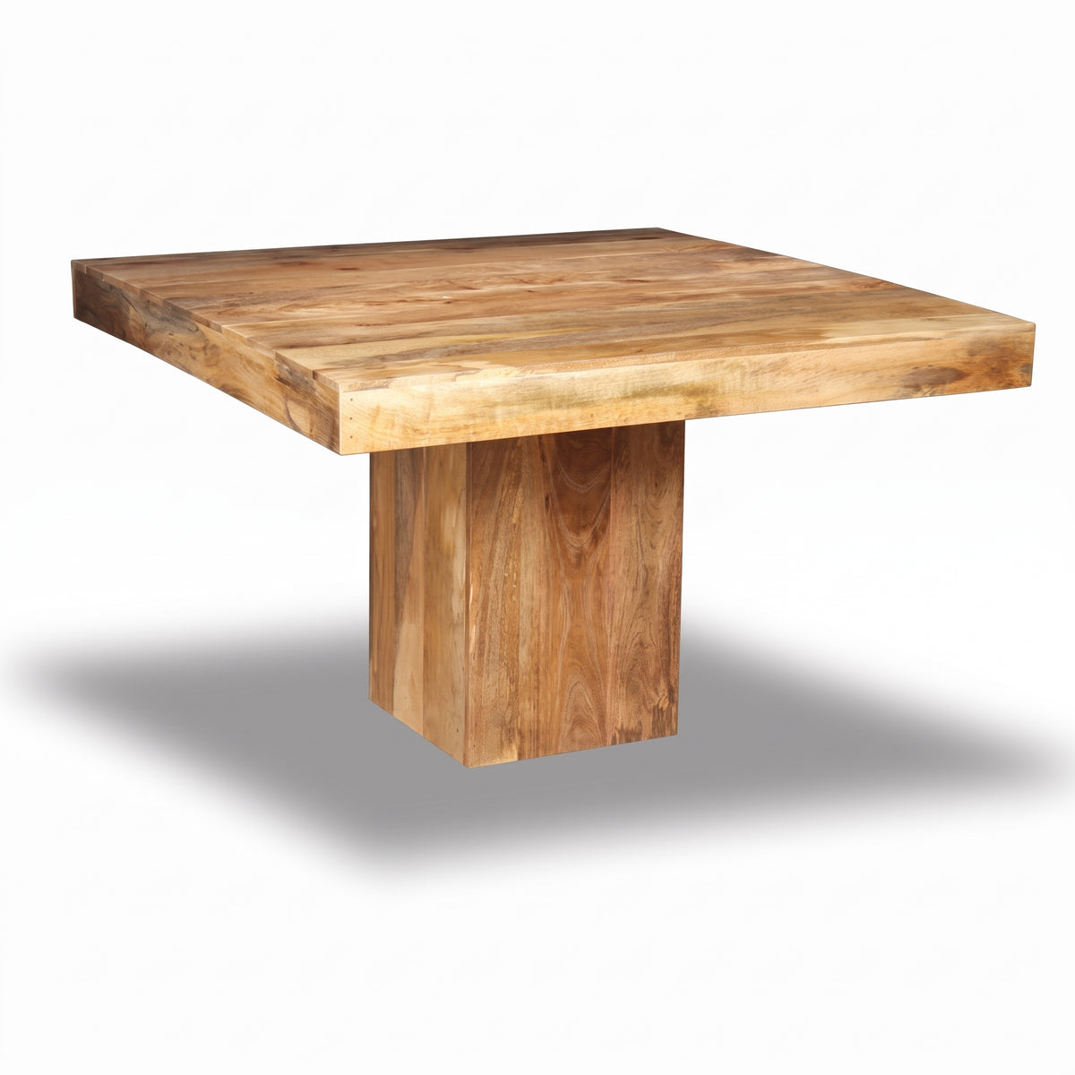 Light Mango Wood Cube Dining Table, 120cm