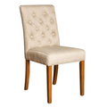 Milan Button Fabric Dining Chair in Natural