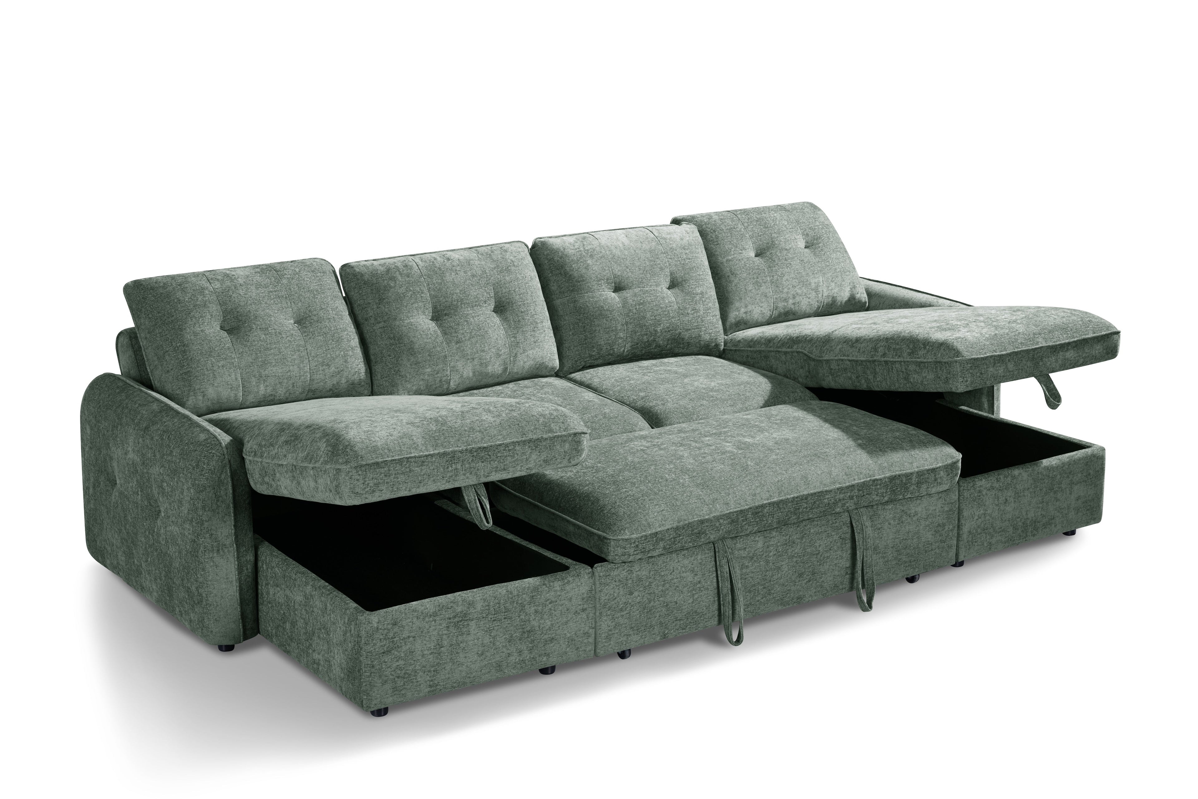 Moscow Sofabed Green U Shape Corner