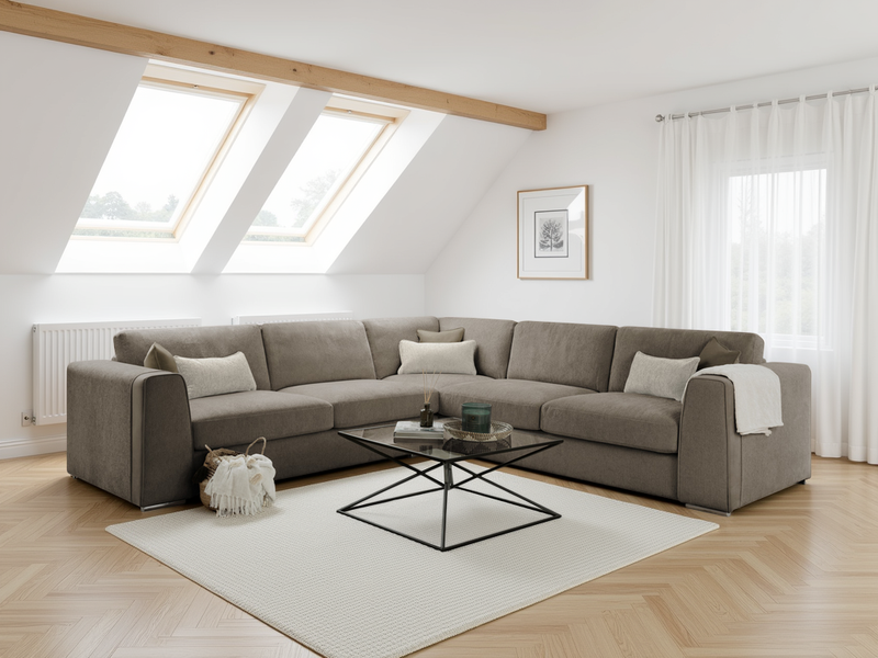 Beehive Naples Fabric Large Corner Sofa 308cm in Mocha
