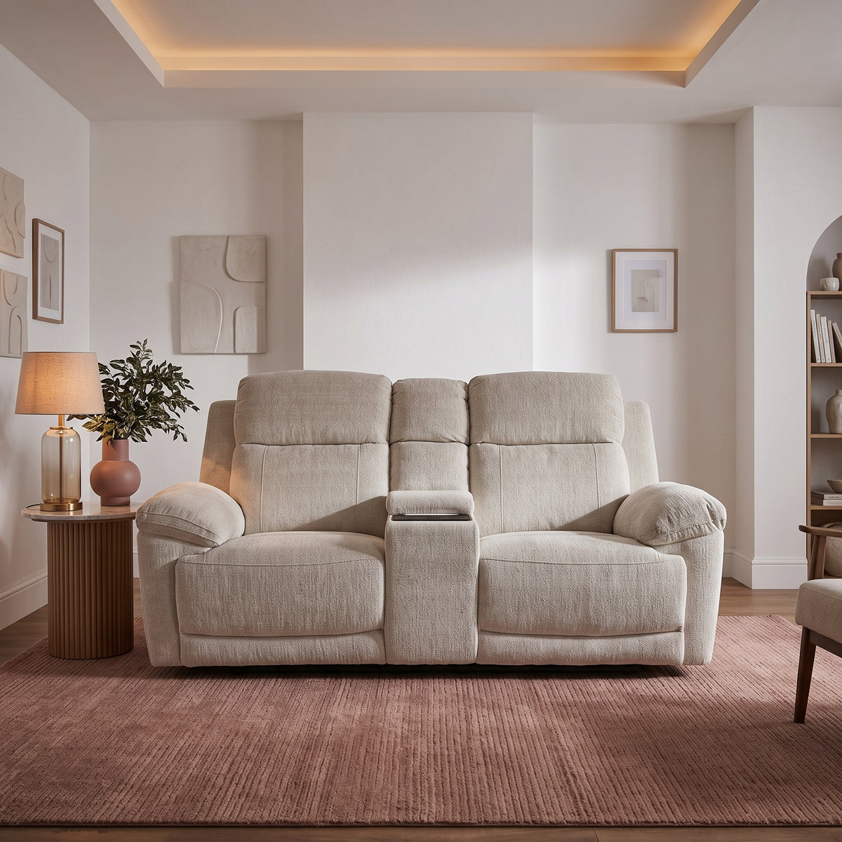 Beehive Owen Fabric Electric Recliner 2 Seater Sofa 202cm in Beige