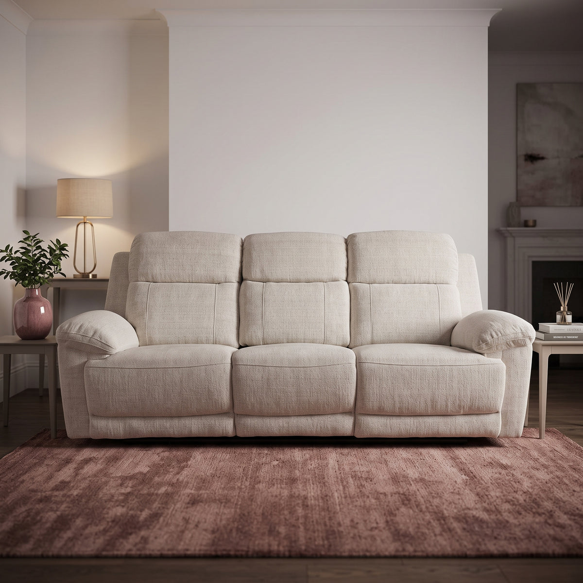 Beehive Owen Fabric Electric Recliner 3 Seater Sofa 230cm in Beige