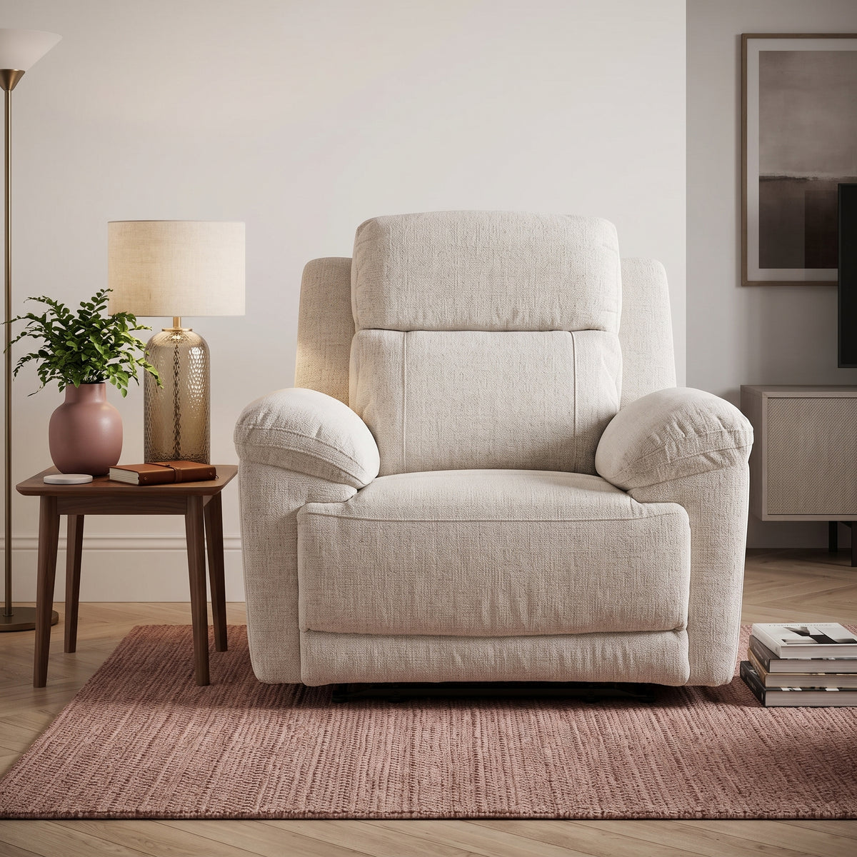 Beehive Owen Fabric Electric Recliner Armchair in Beige