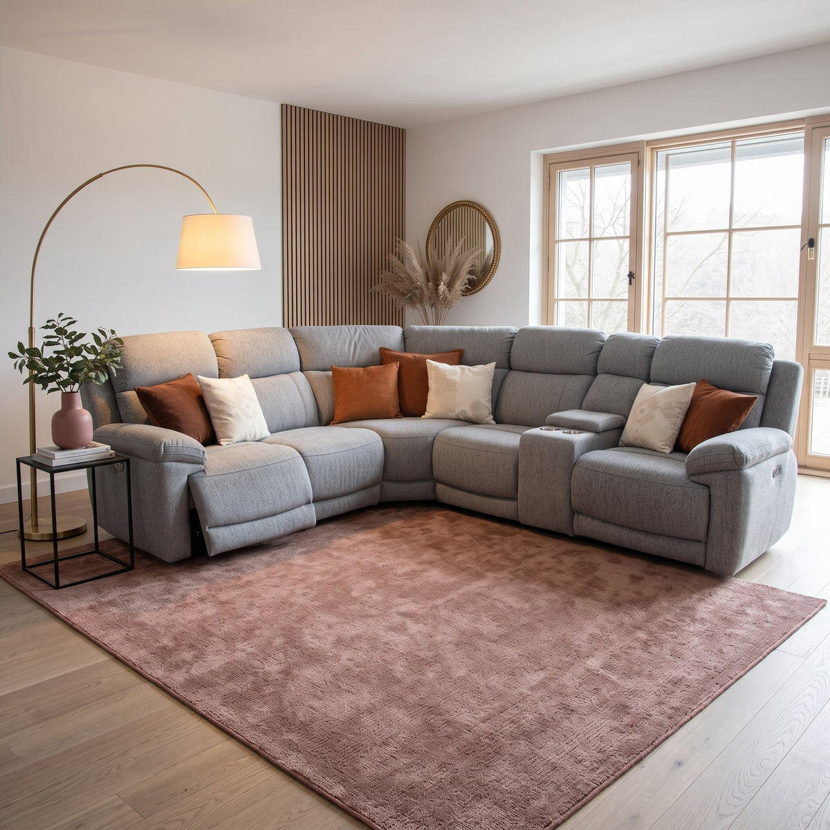 Beehive Owen Fabric Electric Recliner Large Corner Sofa 255cm in Grey