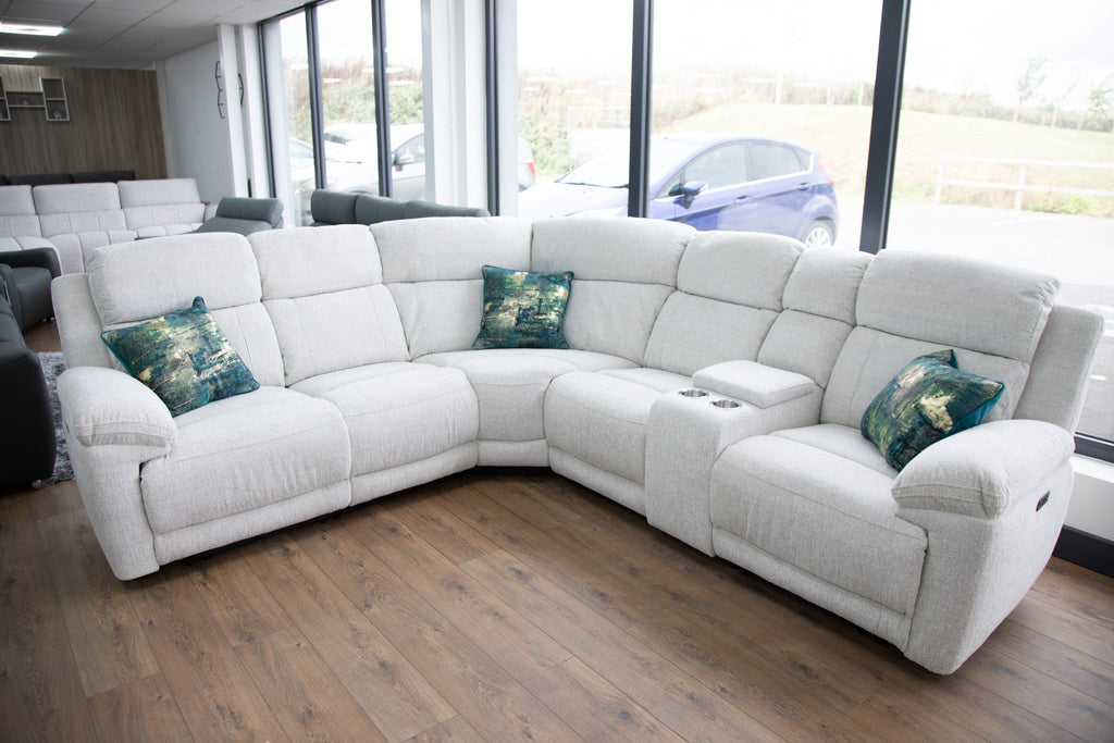 Owen Electric Recliner Sofa Beige Large Corner