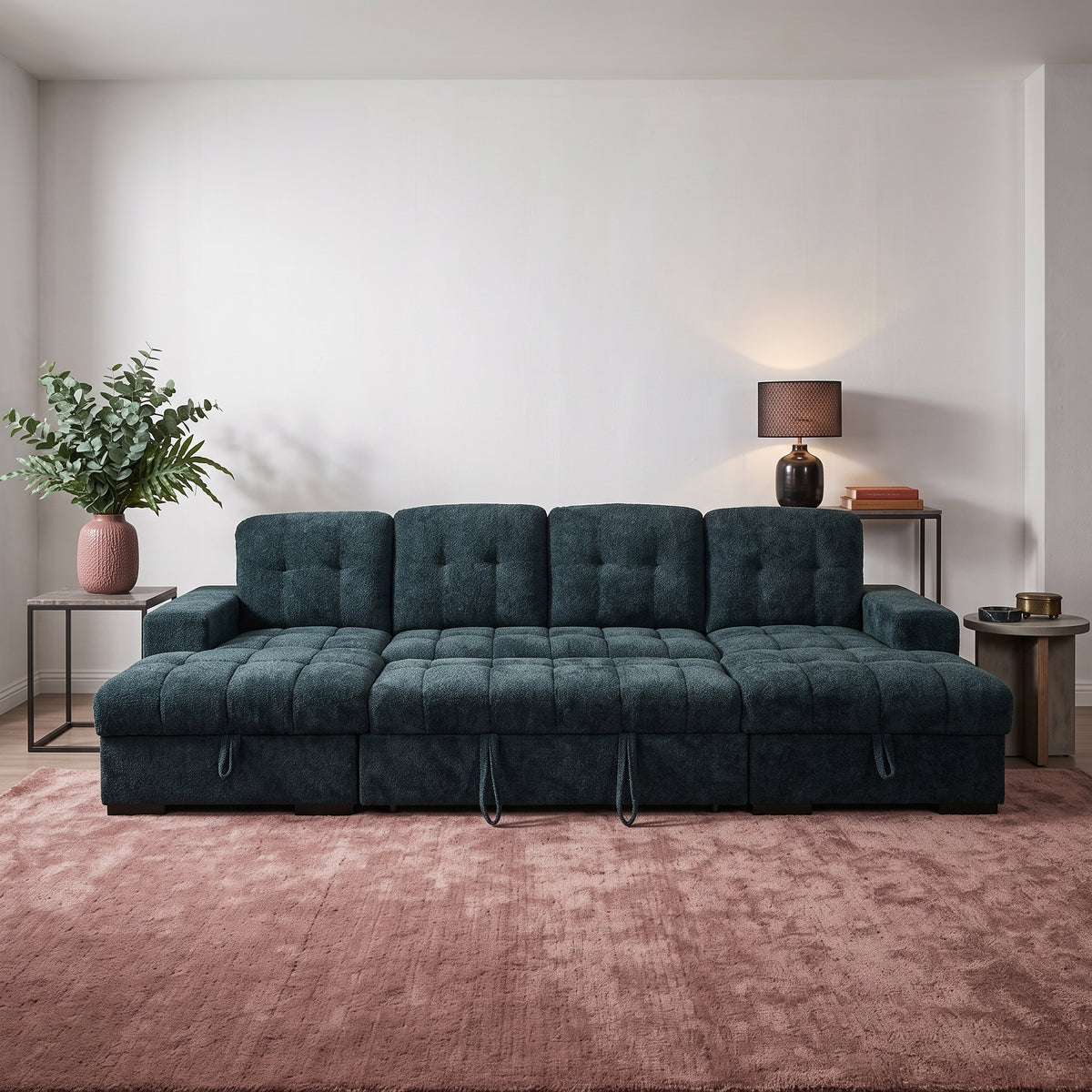 Beehive Palermo Fabric U-Shaped Corner Sofa Bed 318cm in Teal